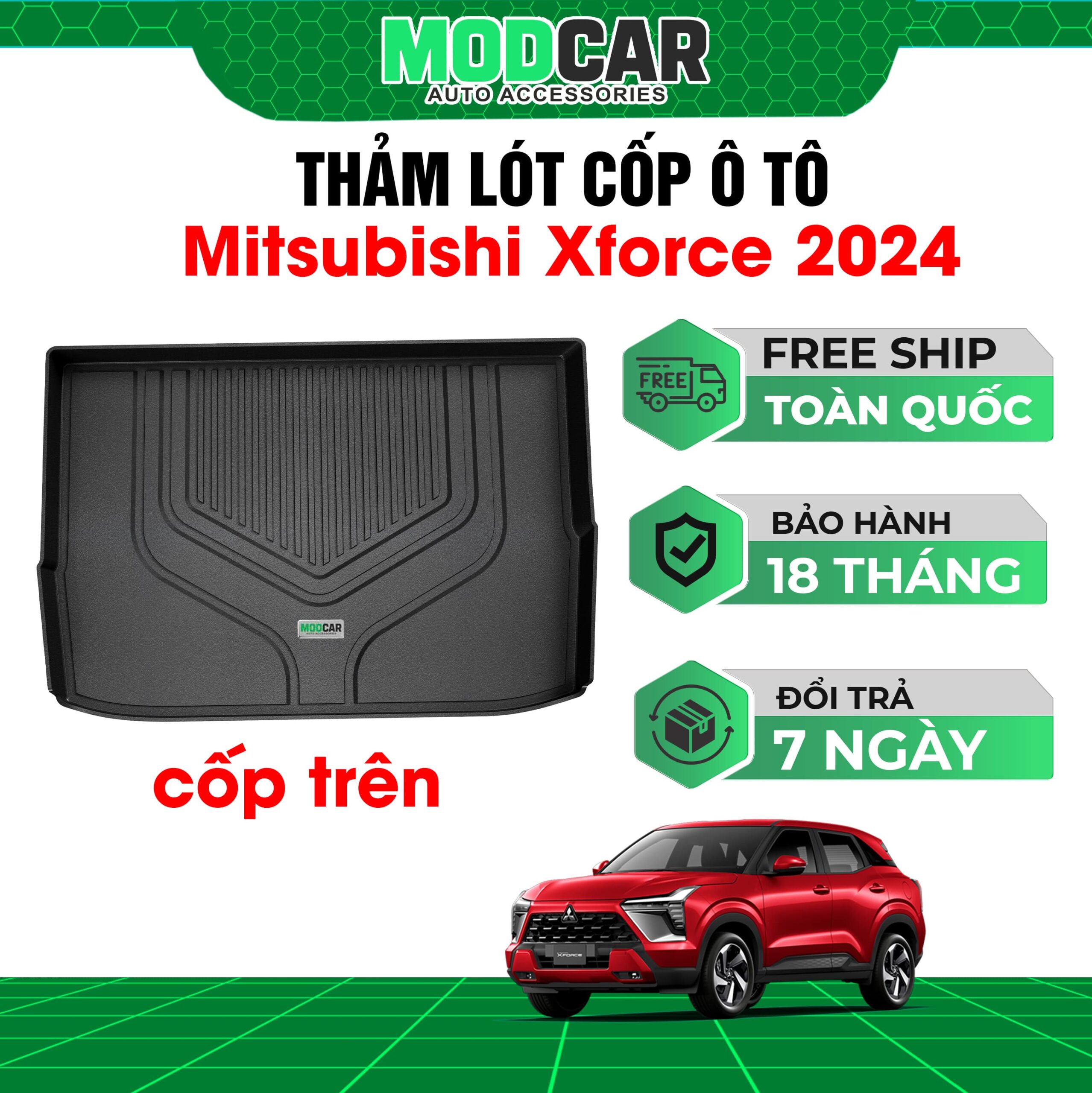 Thảm lót cốp ô tô Mitsubishi Xforce nhựa TPE Modcar - Ảnh 2