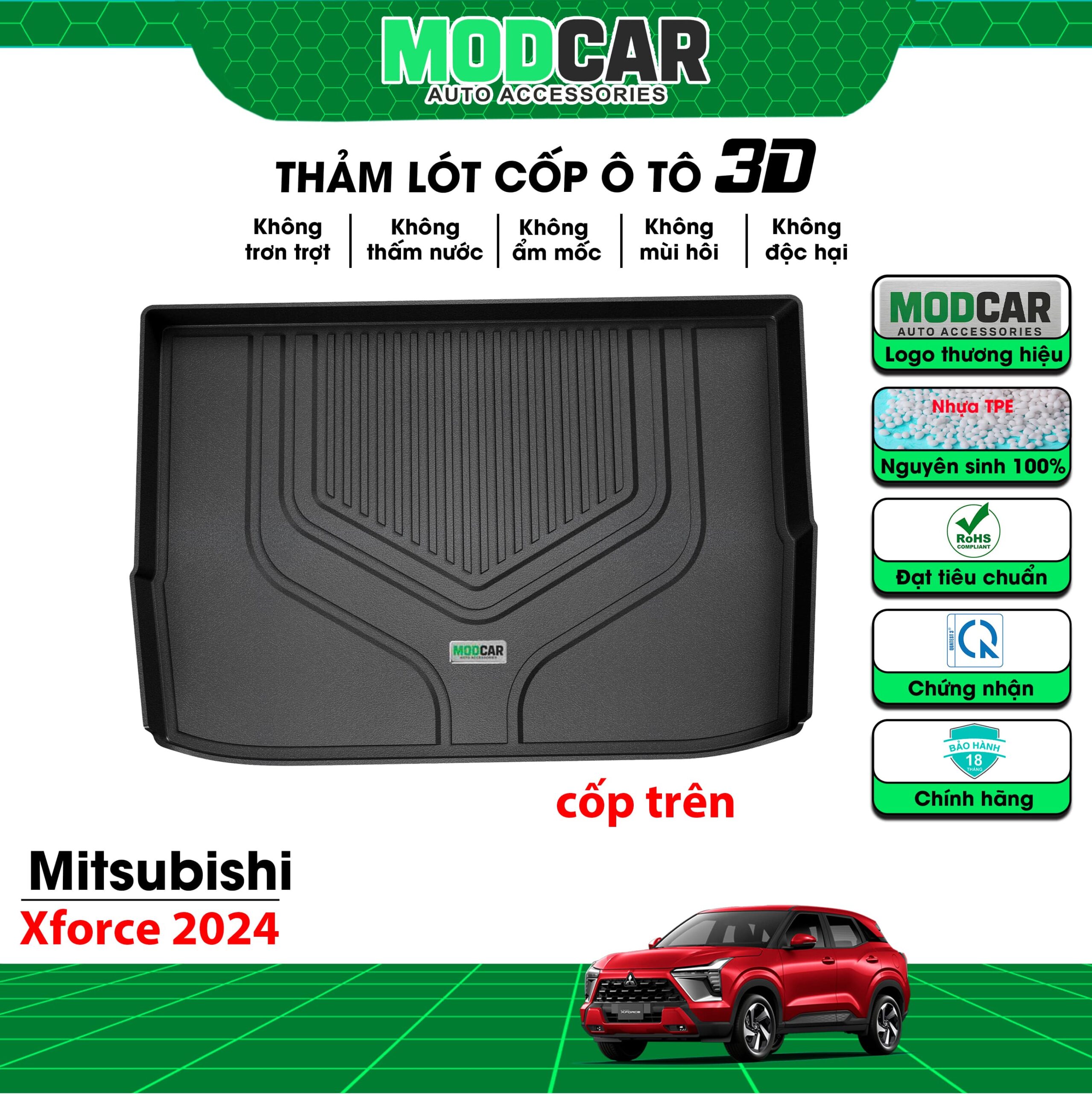 Thảm lót cốp ô tô Mitsubishi Xforce nhựa TPE Modcar - Ảnh 4