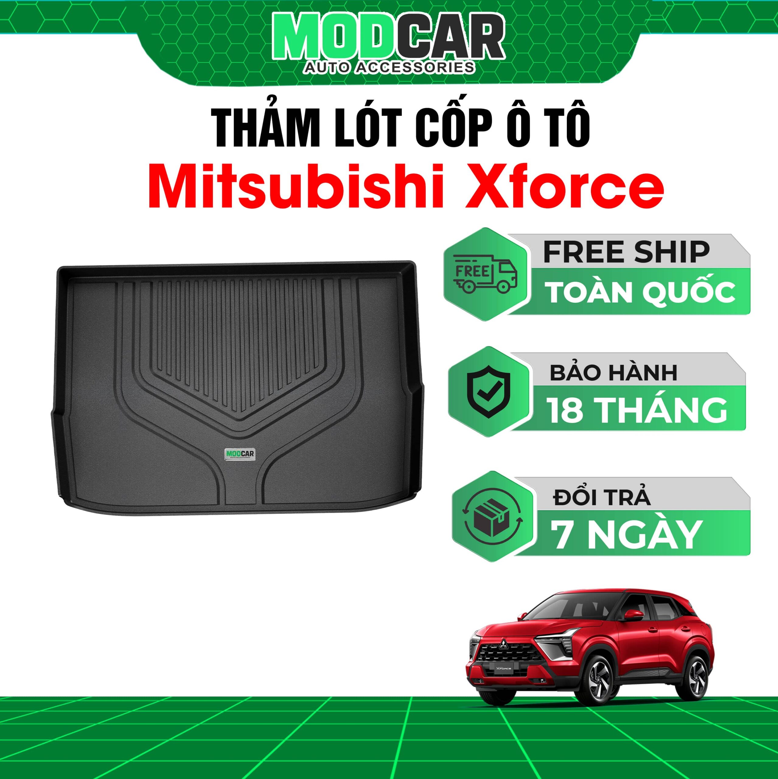 Thảm lót cốp ô tô Mitsubishi Xforce nhựa TPE Modcar