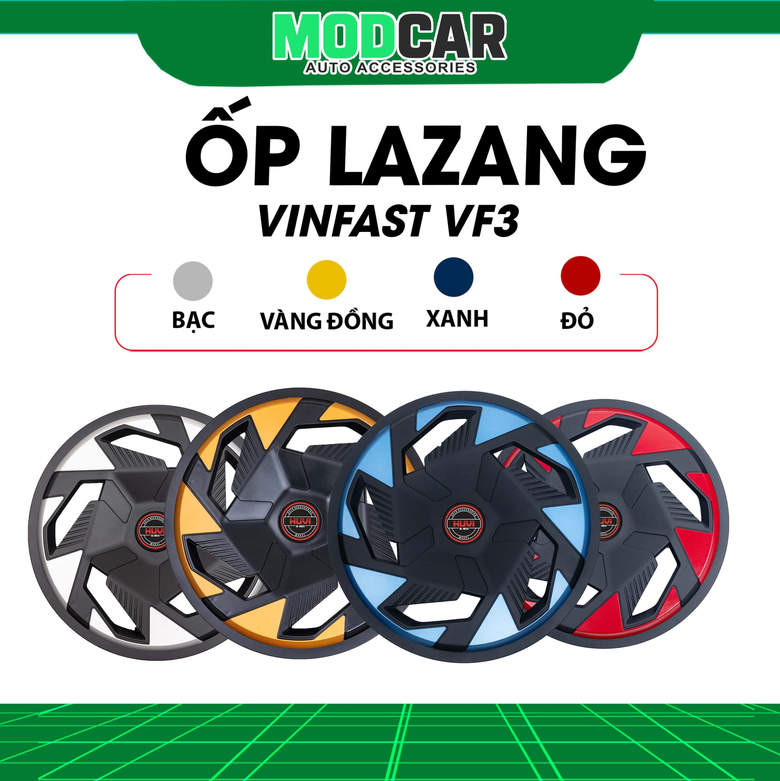 |TẶNG MÓC SỪNG VF3| Ốp mâm lazang Vinfast Vf3 nhựa ABS Modcar