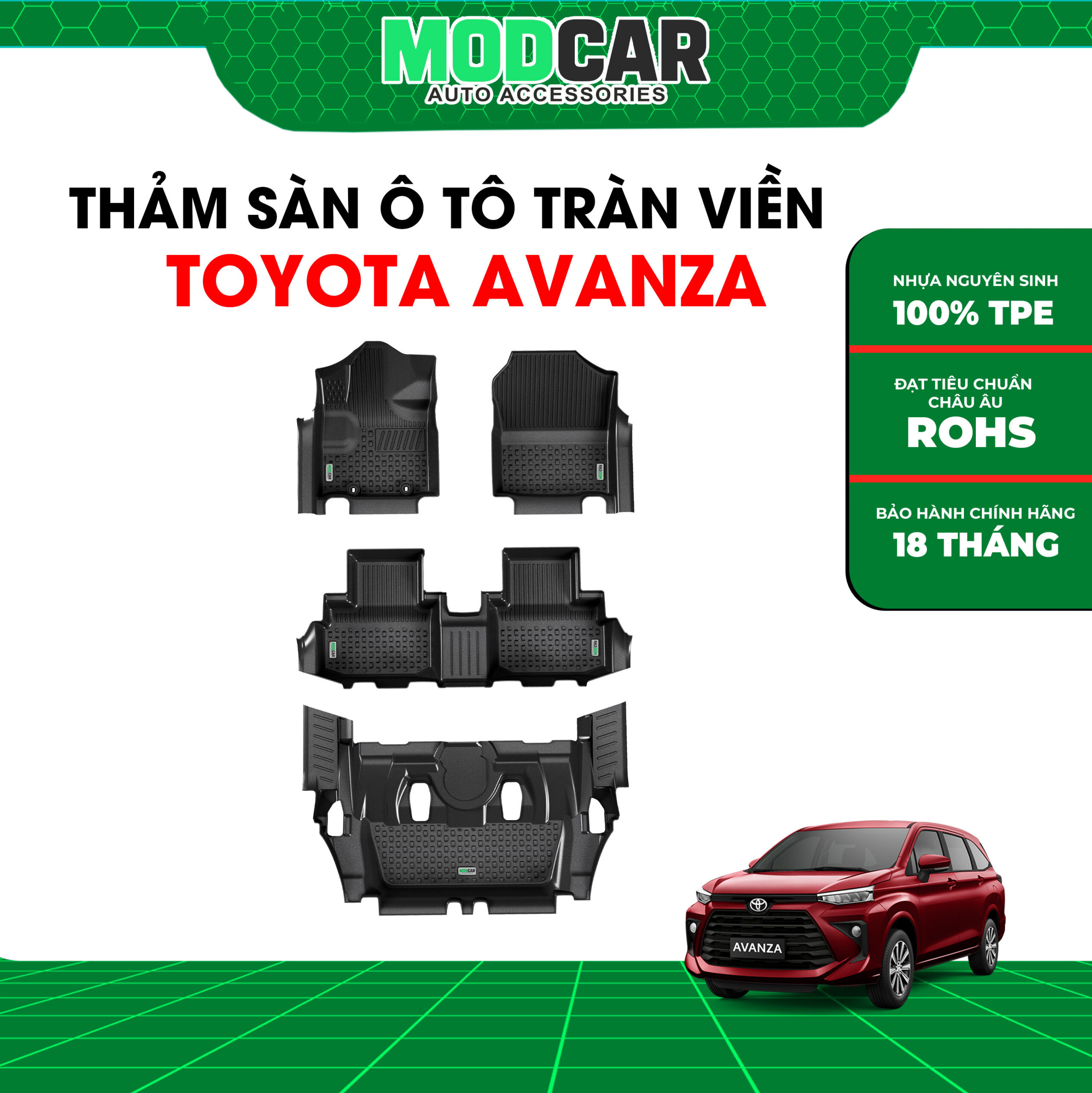 Thảm lót sàn ô tô Toyota Avanza tràn viền bậc cửa Modcar - Ảnh 3