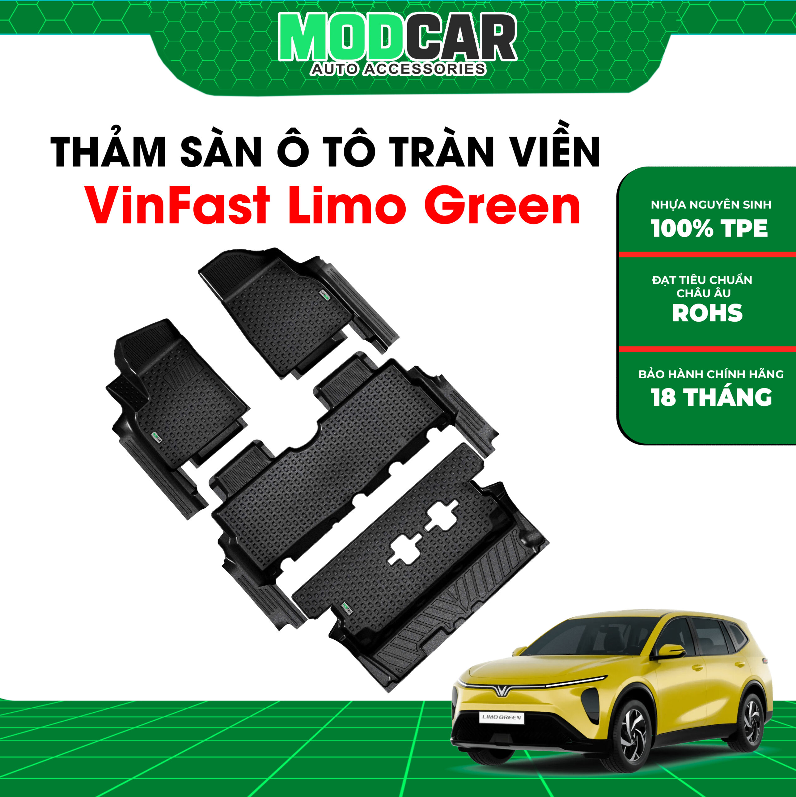 Thảm lót sàn ô tô Vinfast Limo Green 2025 tràn viền bậc cửa Modcar - Ảnh 3
