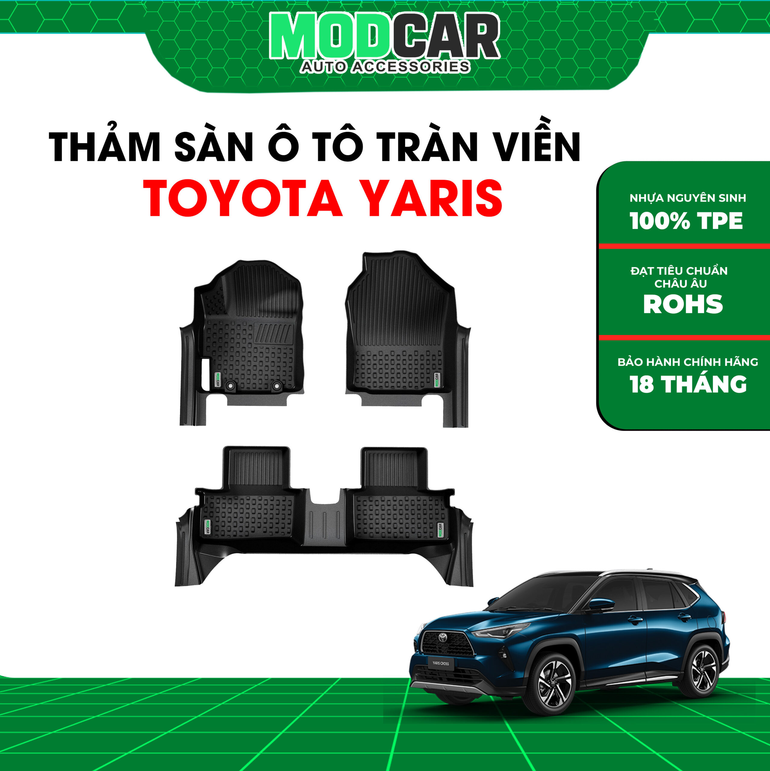 Thảm lót sàn ô tô Toyota Yaris Cross tràn viền bậc cửa Modcar - Ảnh 2
