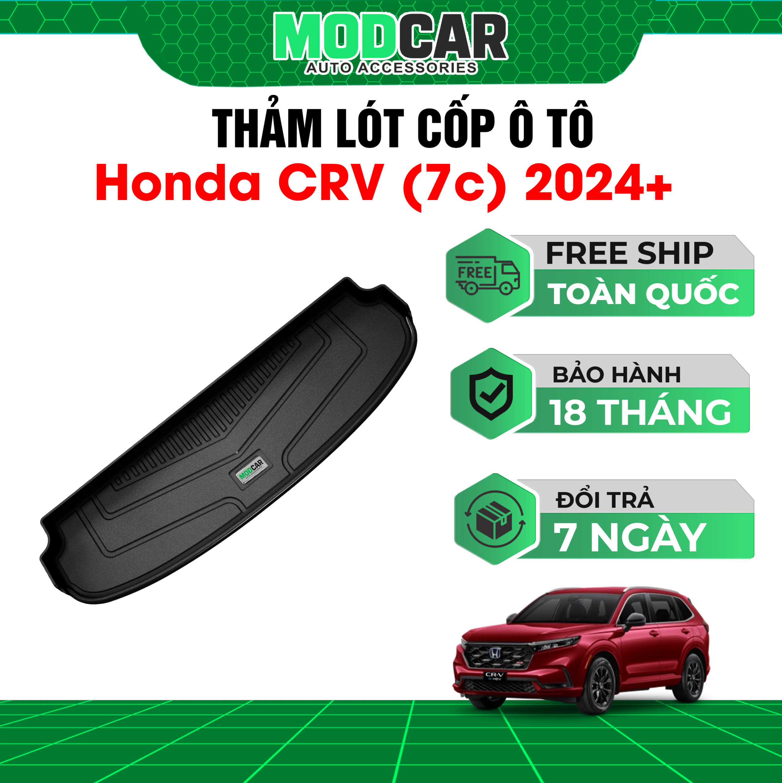 Thảm lót cốp ô tô Honda CRV nhựa TPE Modcar - Ảnh 2
