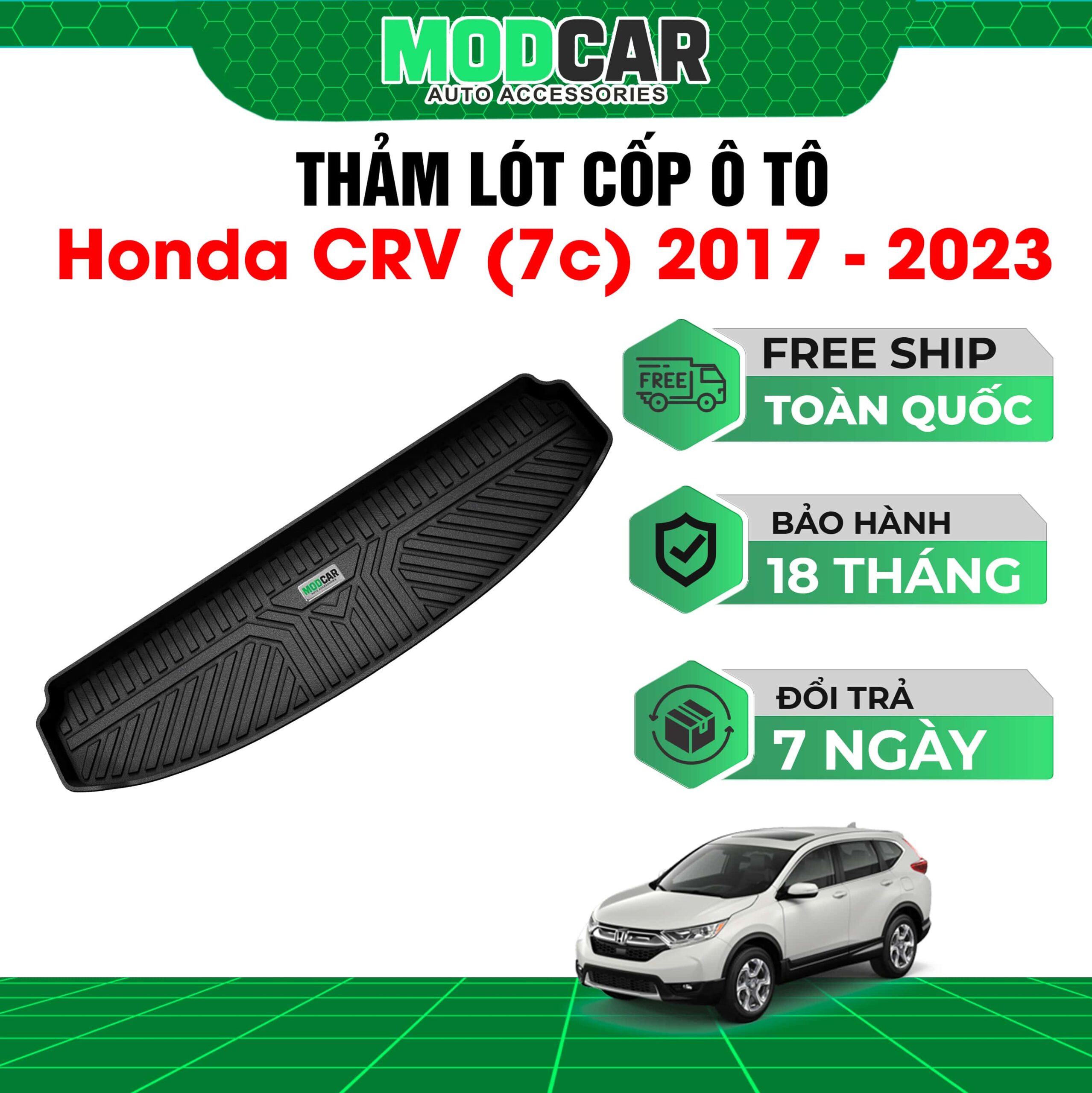 Thảm lót cốp ô tô Honda CRV nhựa TPE Modcar