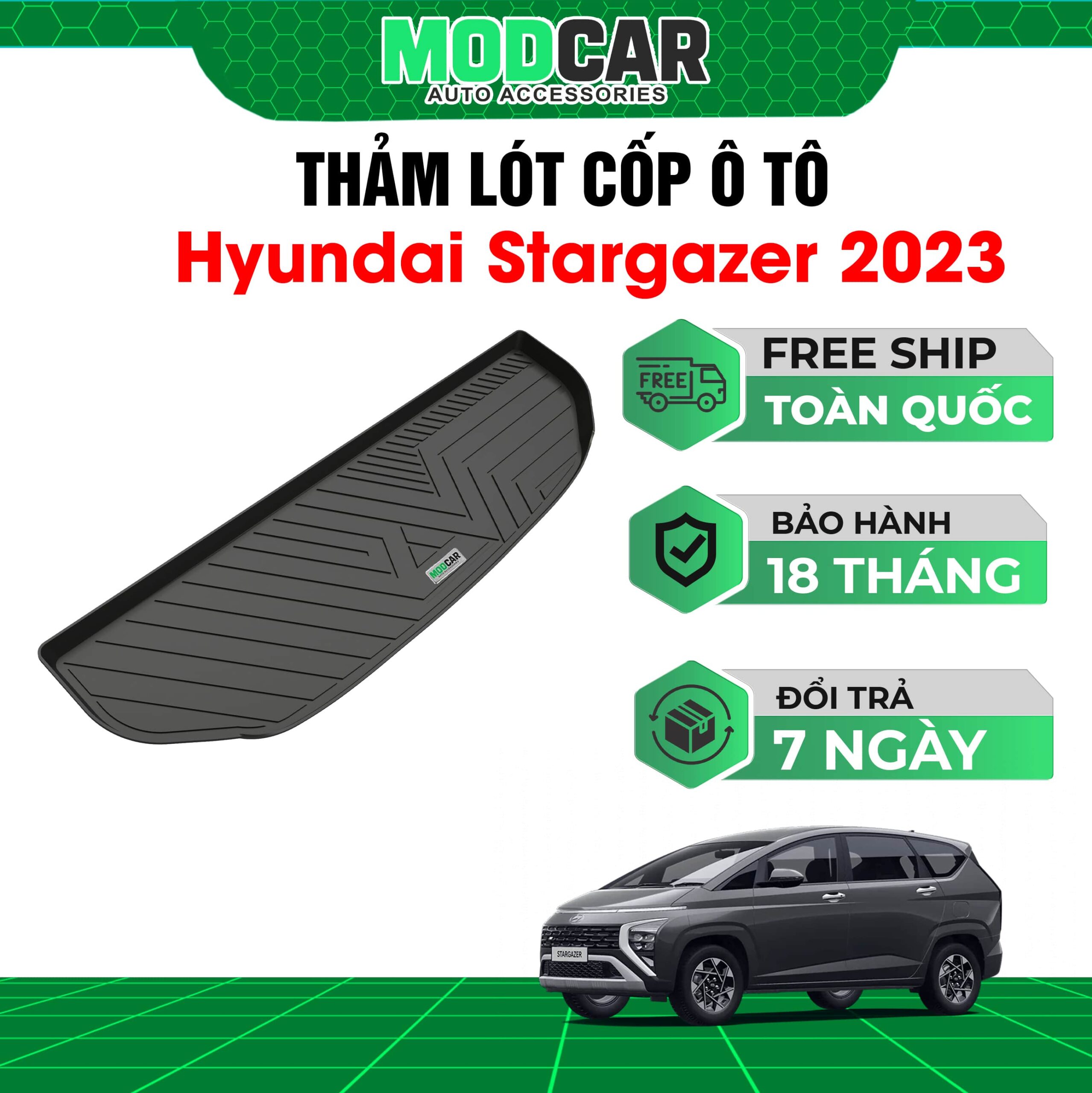Thảm lót cốp ô tô Hyundai Stargazer nhựa TPE Modcar