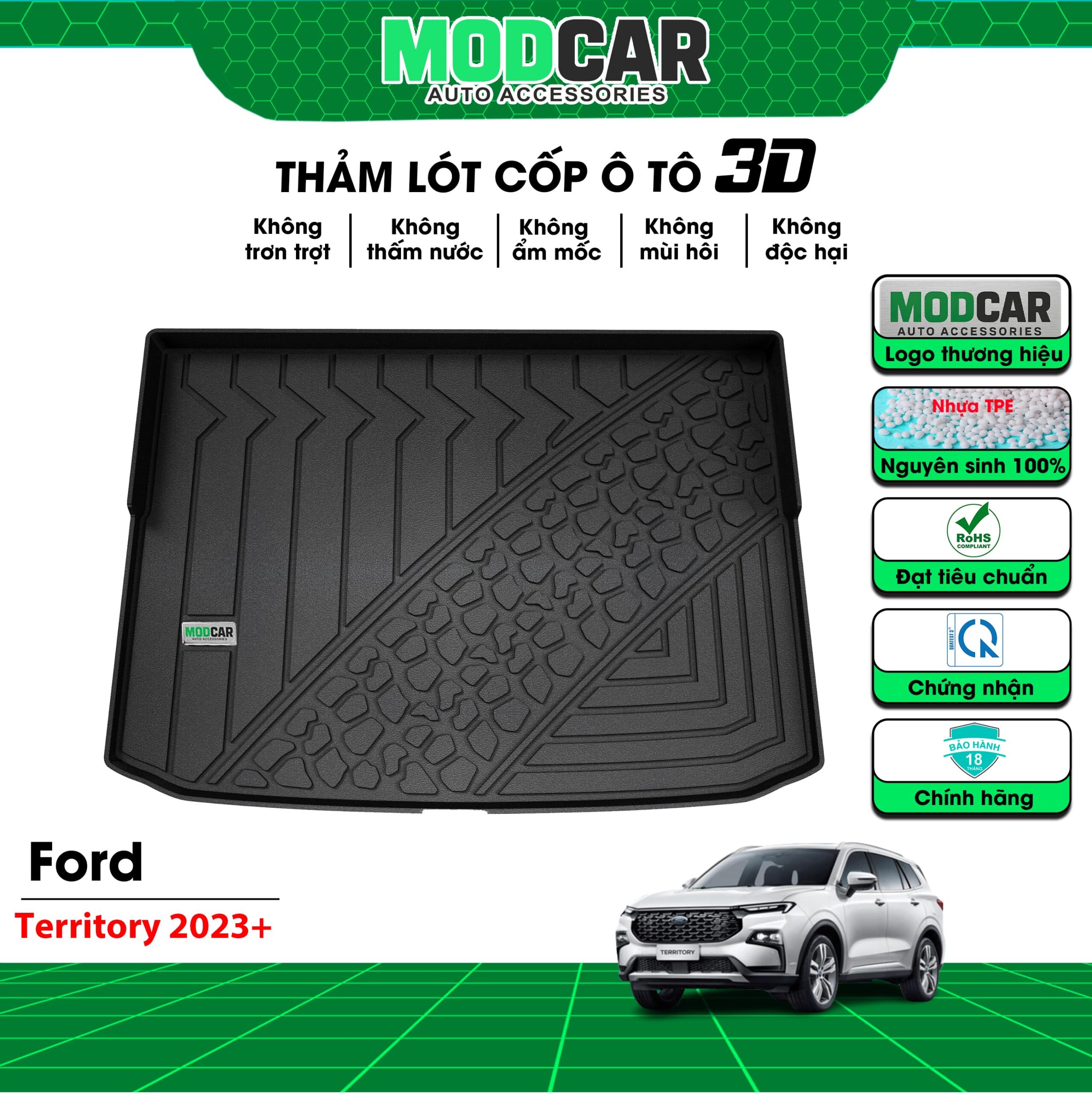 Thảm lót cốp ô tô Ford Territory nhựa TPE Modcar - Ảnh 2