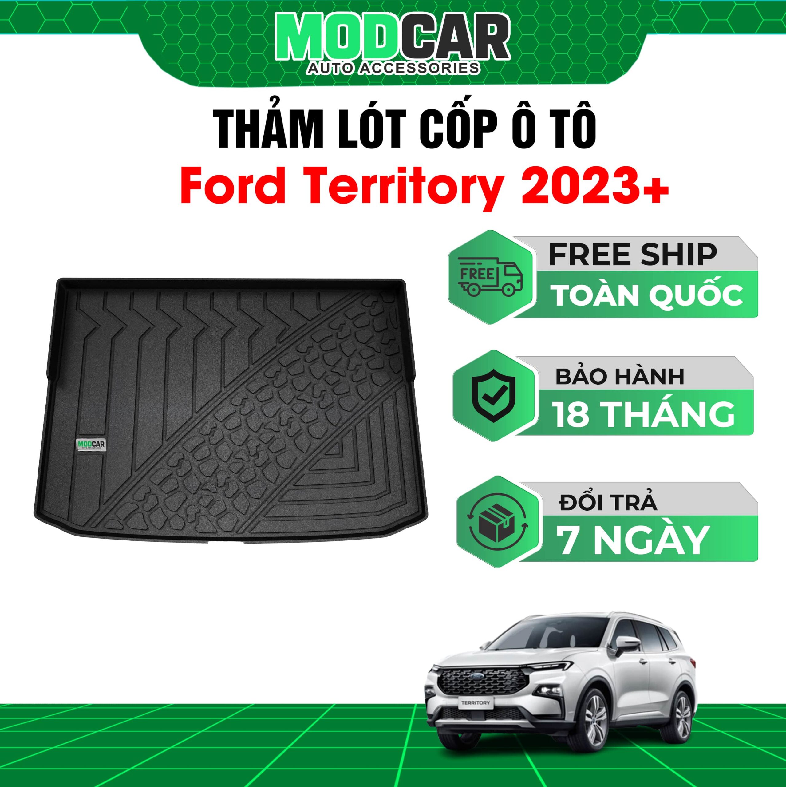 Thảm lót cốp ô tô Ford Territory nhựa TPE Modcar