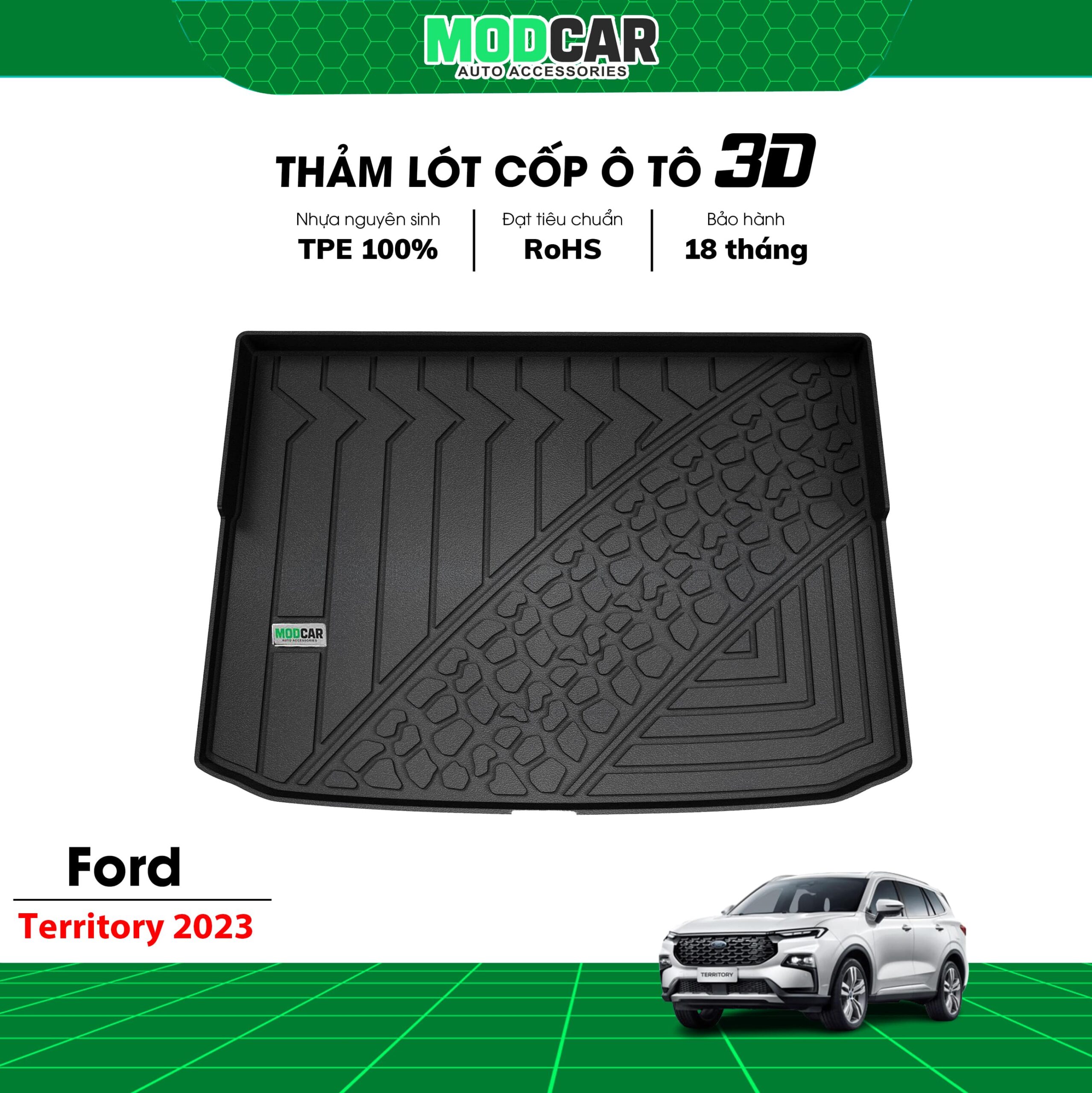Thảm lót cốp ô tô Ford Territory nhựa TPE Modcar - Ảnh 3