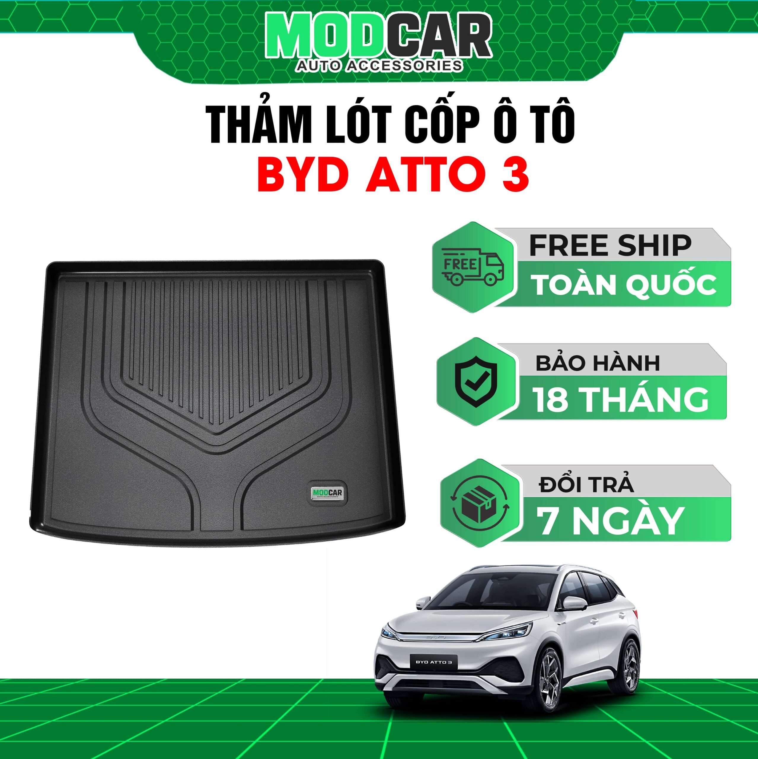 Thảm lót cốp ô tô BYD Atto 3 nhựa TPE Modcar