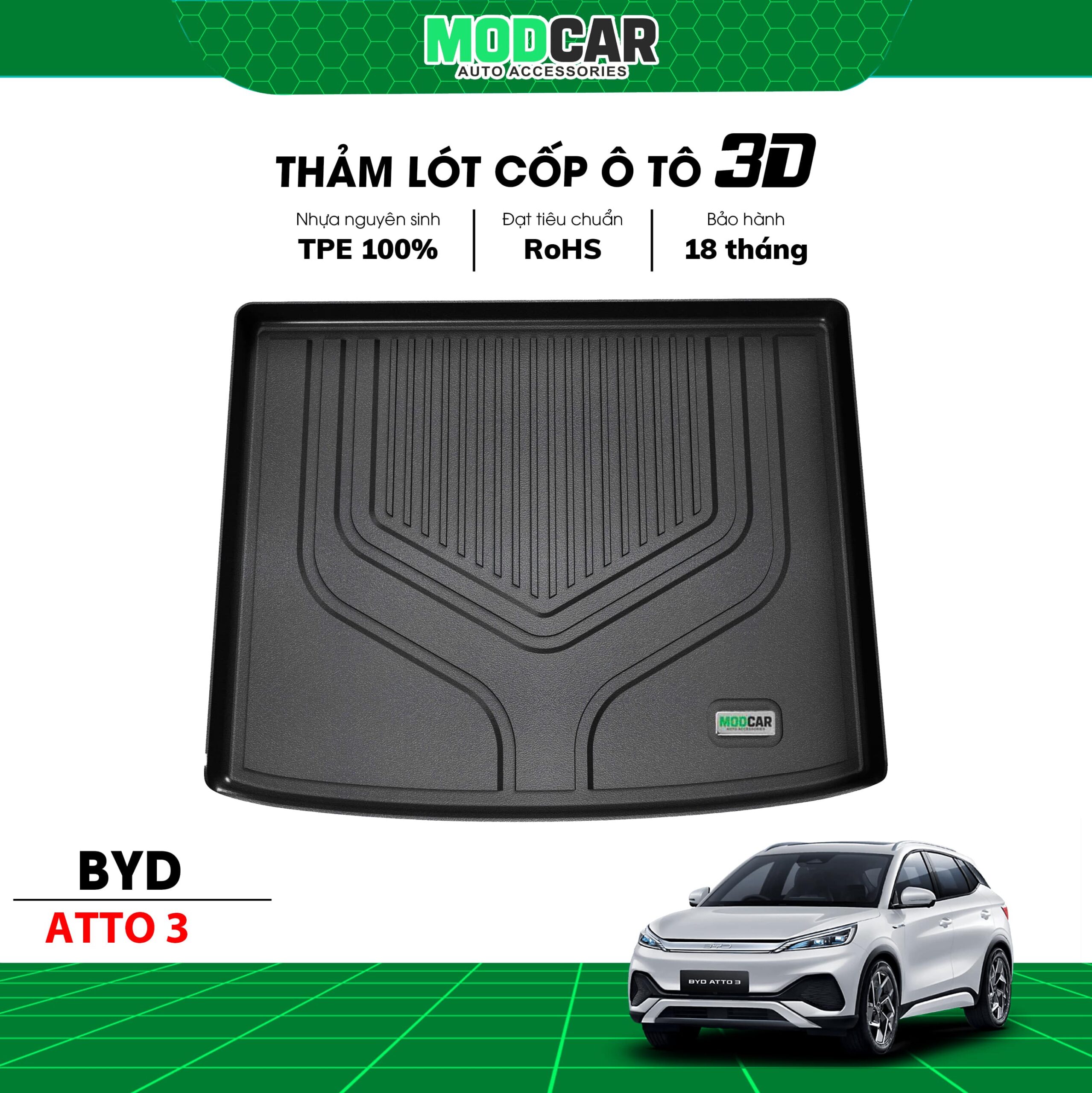 Thảm lót cốp ô tô BYD Atto 3 nhựa TPE Modcar - Ảnh 3