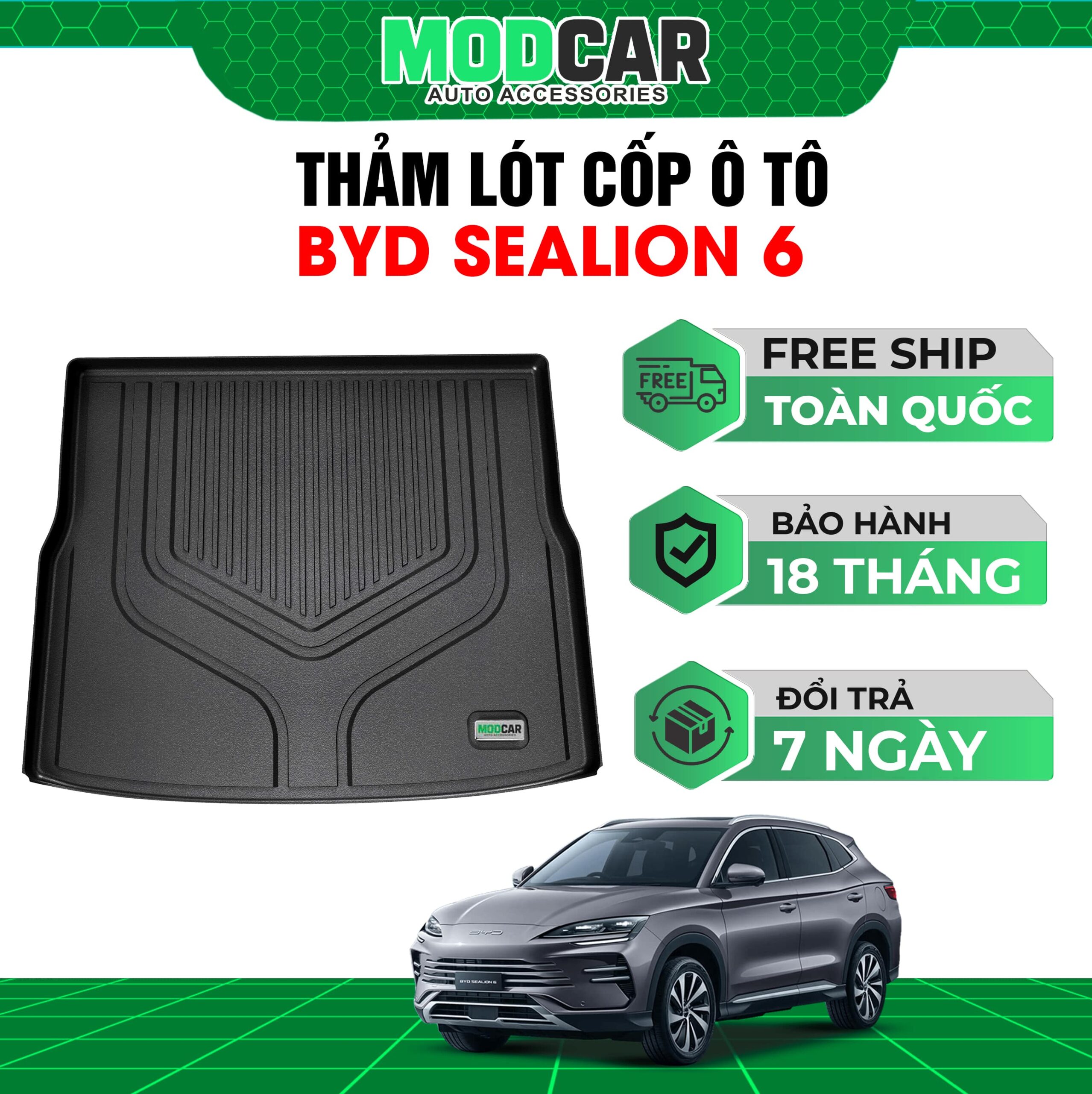 Thảm lót cốp ô tô BYD Sealion 6 nhựa TPE Modcar