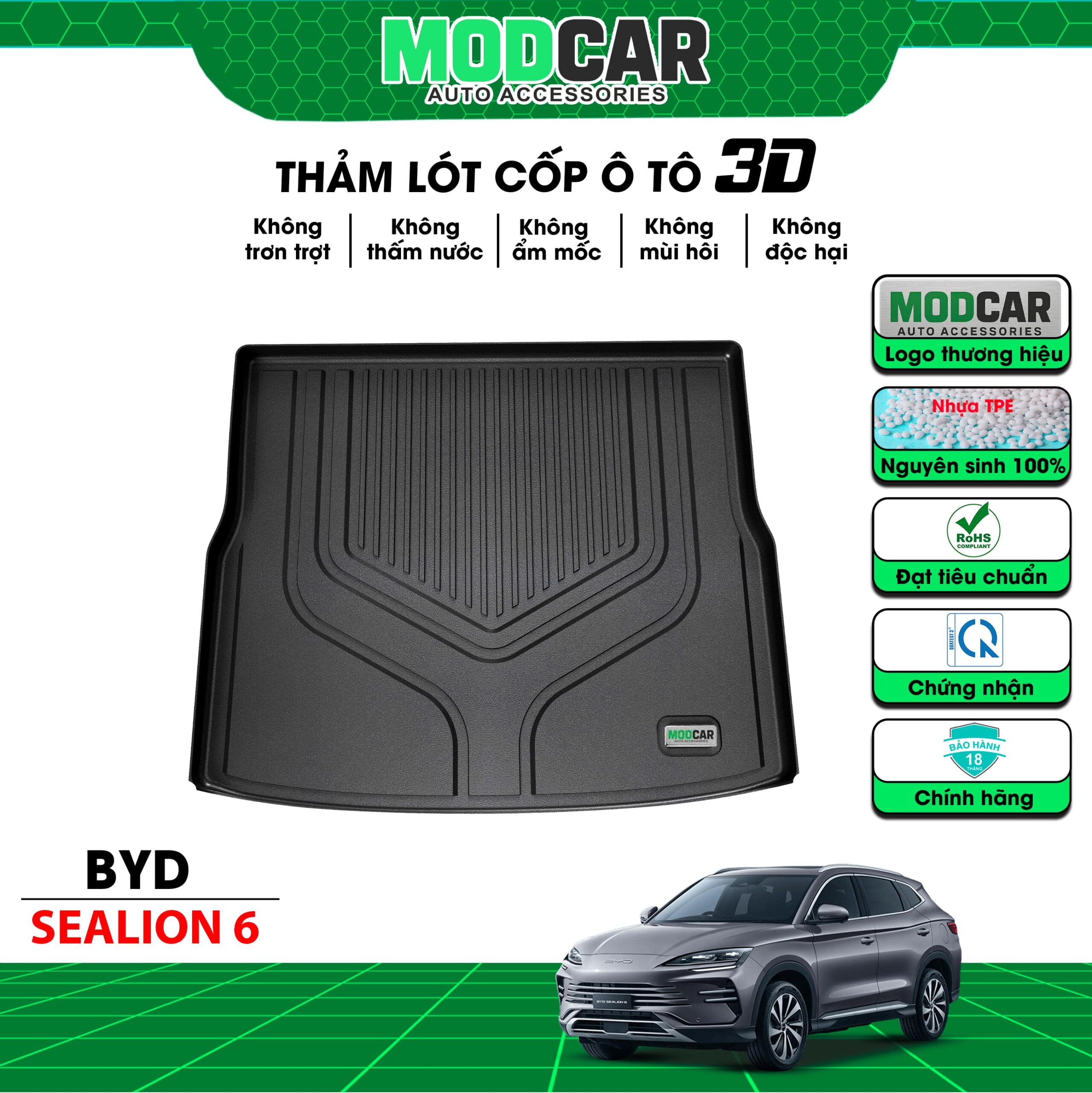 Thảm lót cốp ô tô BYD Sealion 6 nhựa TPE Modcar - Ảnh 2