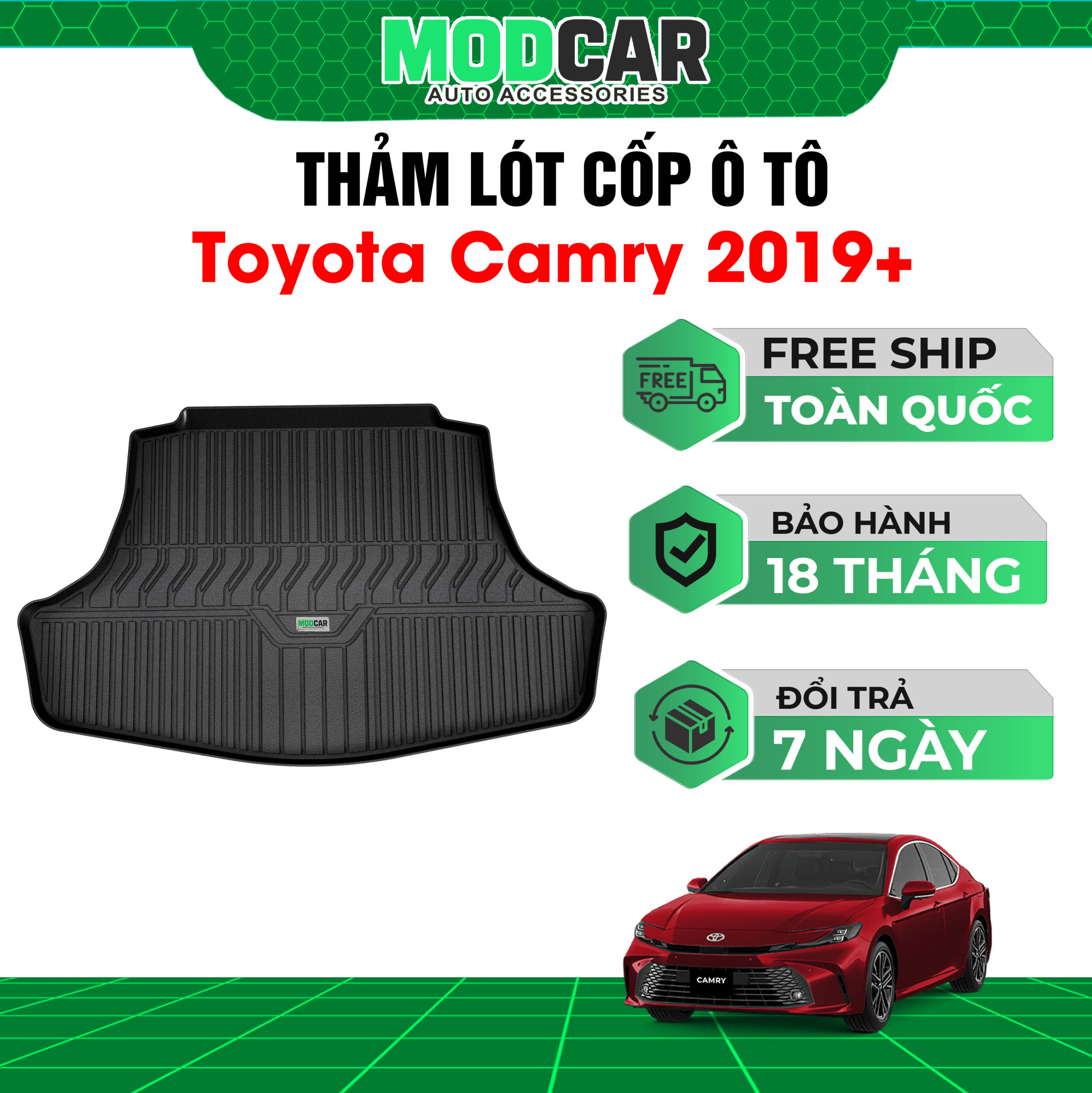Thảm lót cốp ô tô Toyota Camry nhựa TPE Modcar