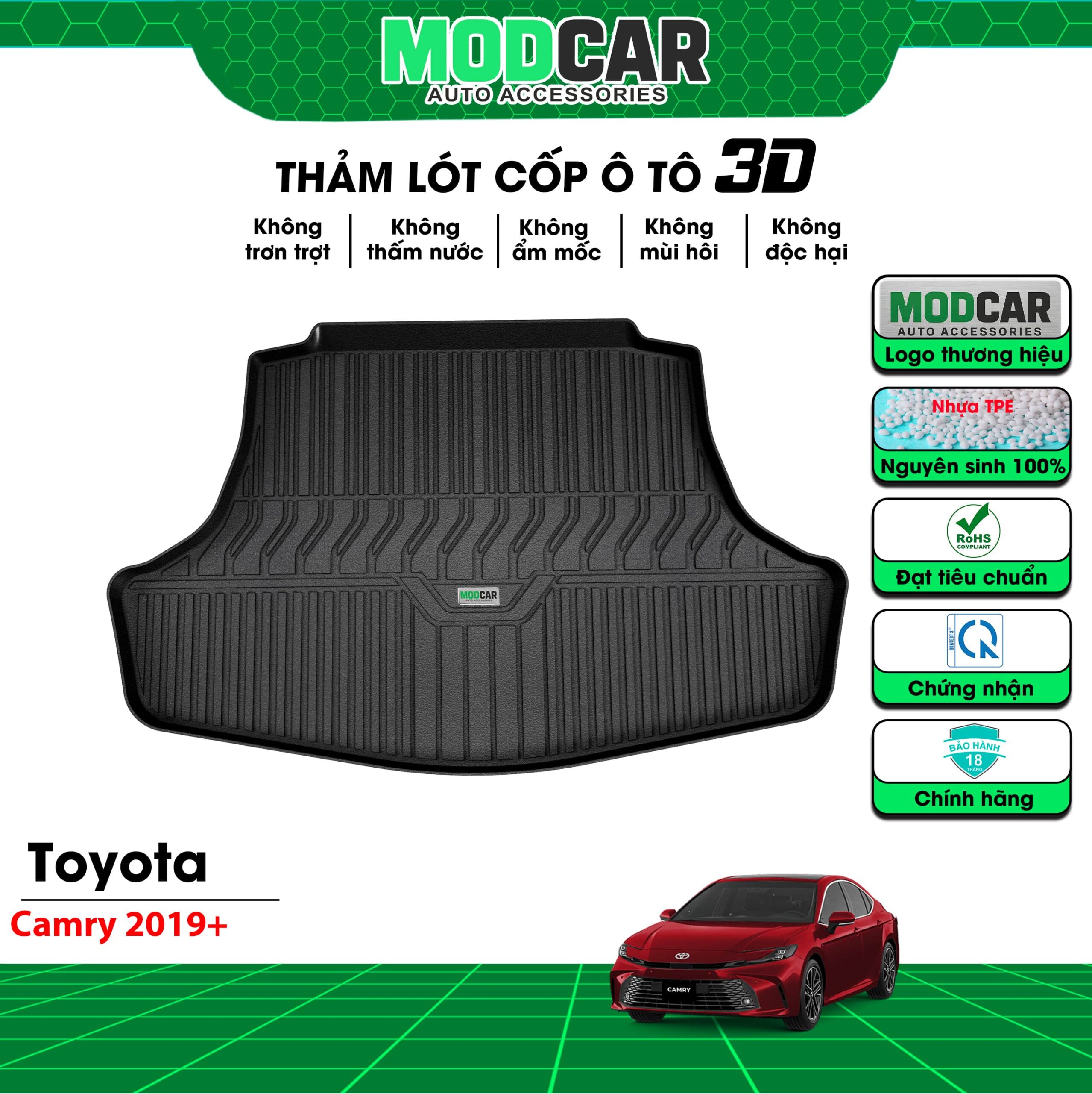 Thảm lót cốp ô tô Toyota Camry nhựa TPE Modcar - Ảnh 2