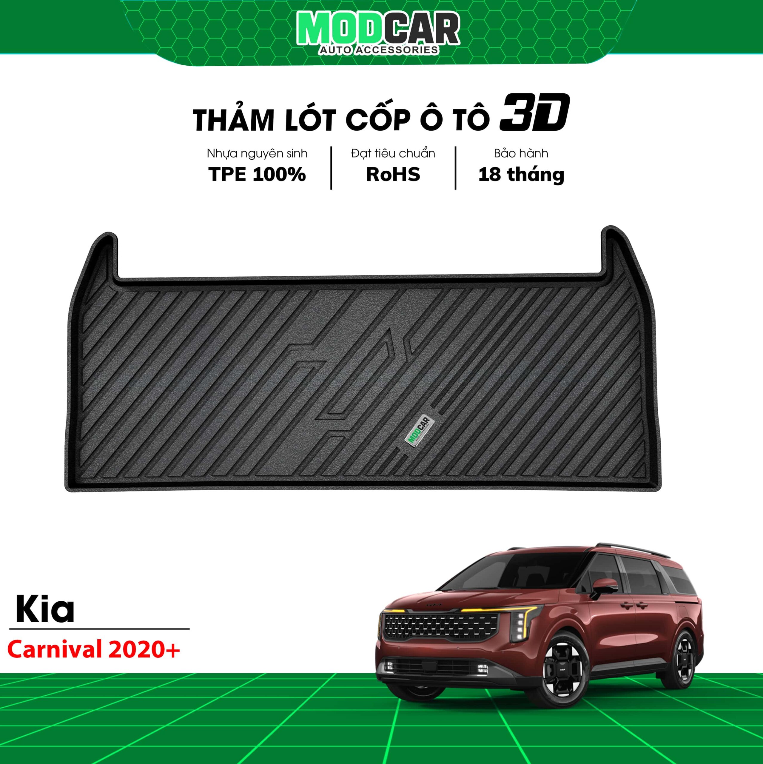 Thảm lót cốp ô tô Kia Carnival nhựa TPE Modcar - Ảnh 3