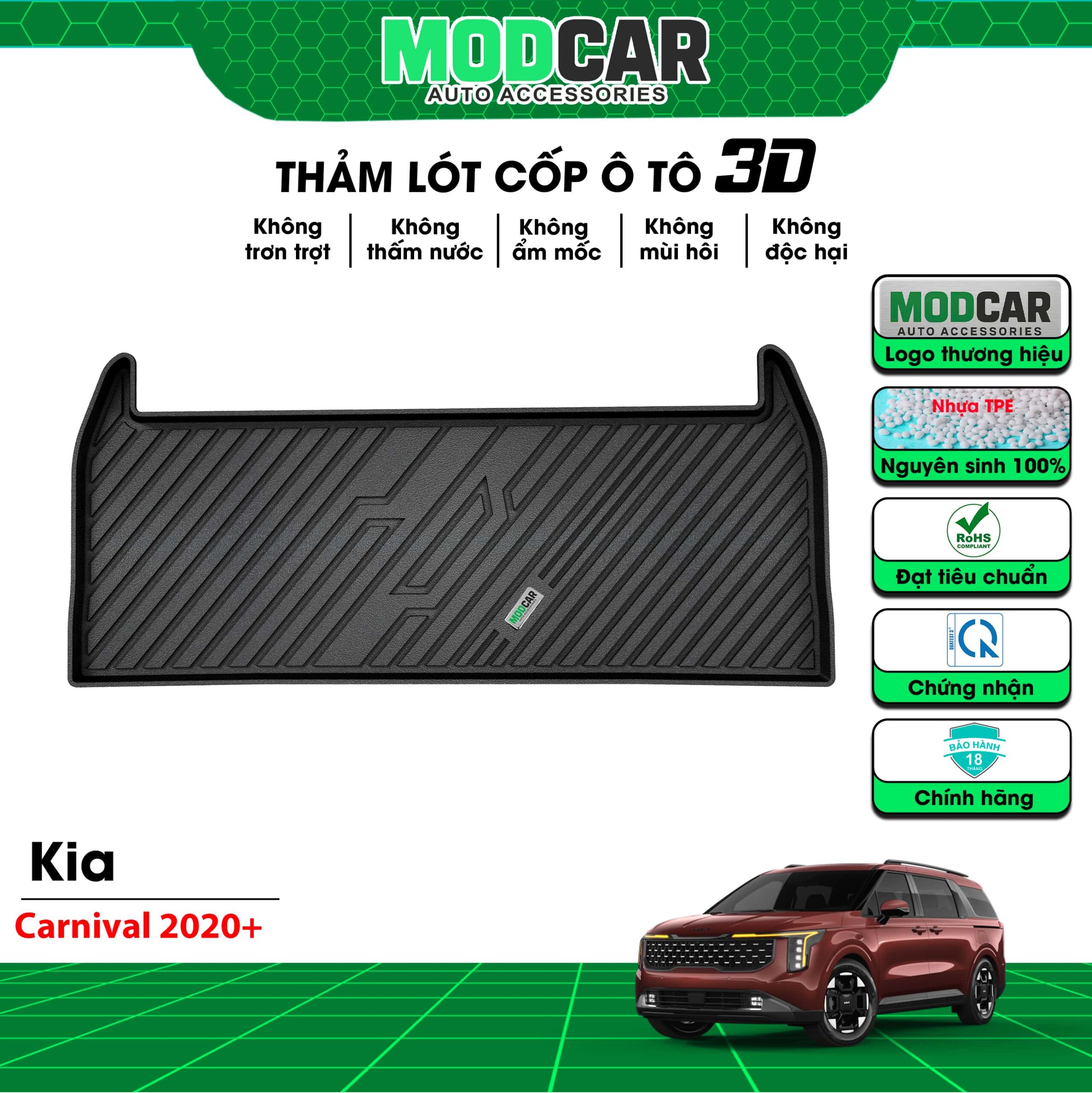 Thảm lót cốp ô tô Kia Carnival nhựa TPE Modcar - Ảnh 2