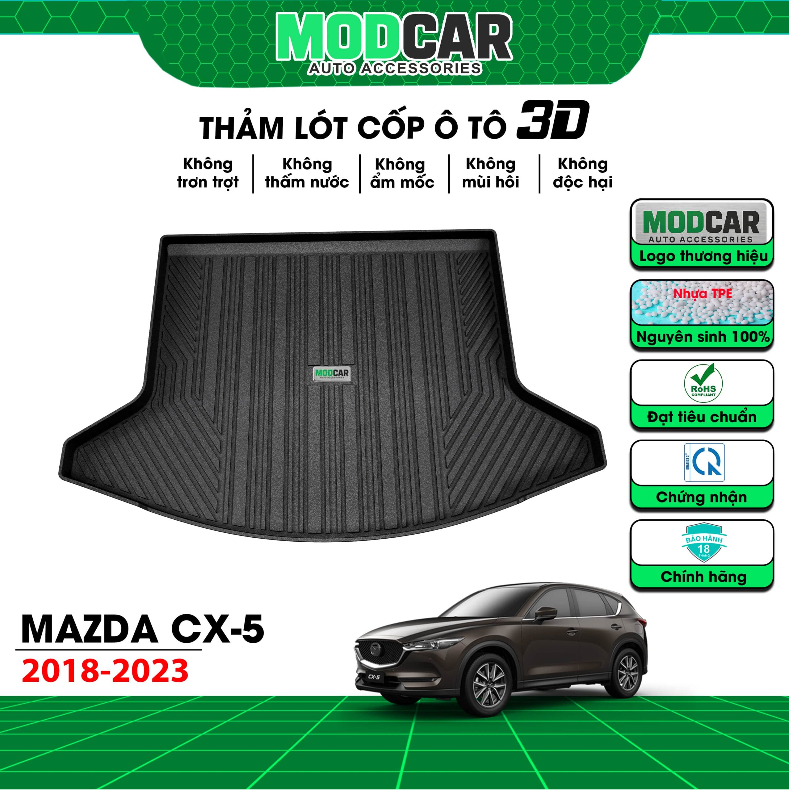 Thảm lót cốp ô tô Mazda CX5 nhựa TPE Modcar - Ảnh 3