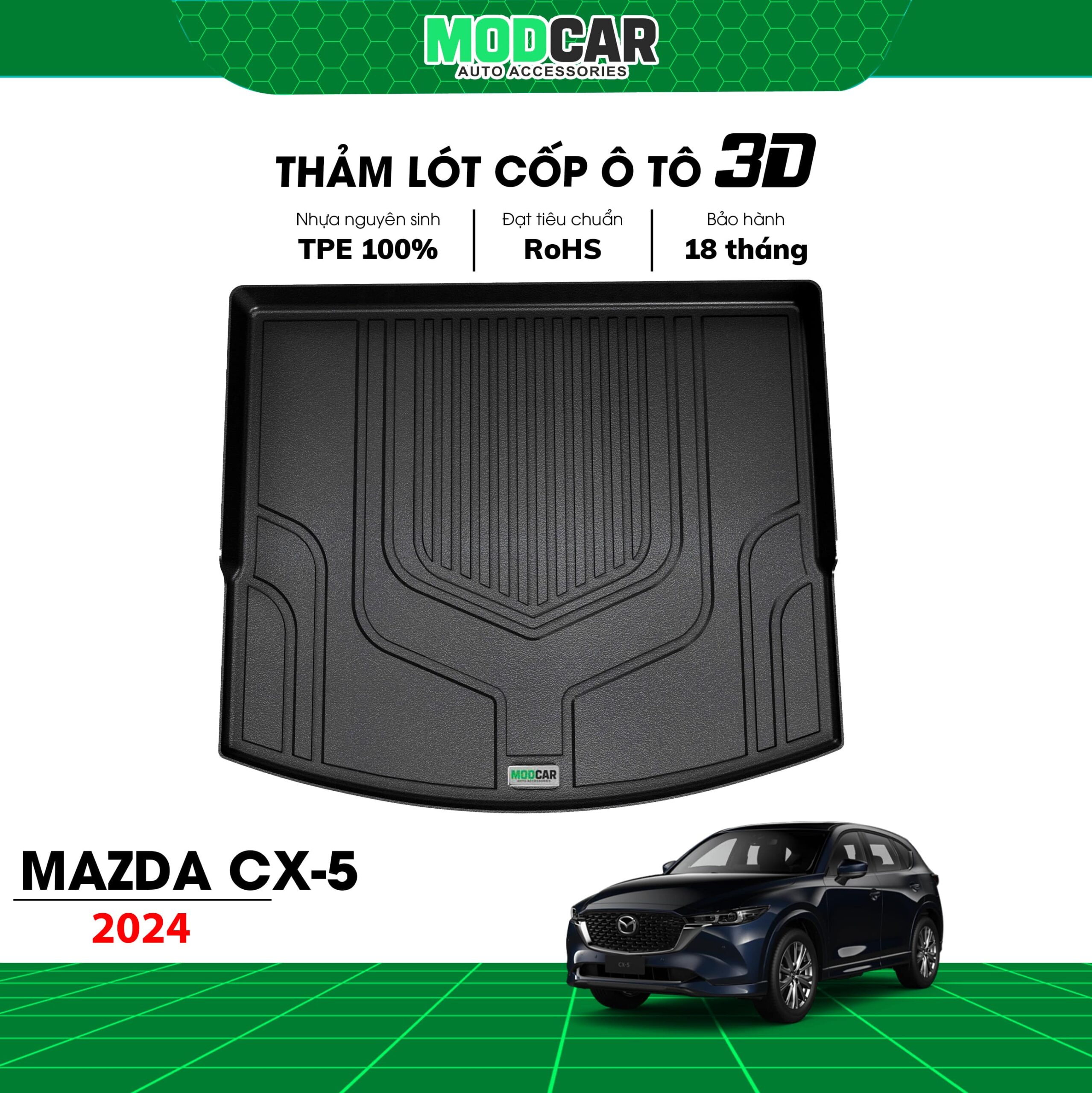 Thảm lót cốp ô tô Mazda CX5 nhựa TPE Modcar - Ảnh 7