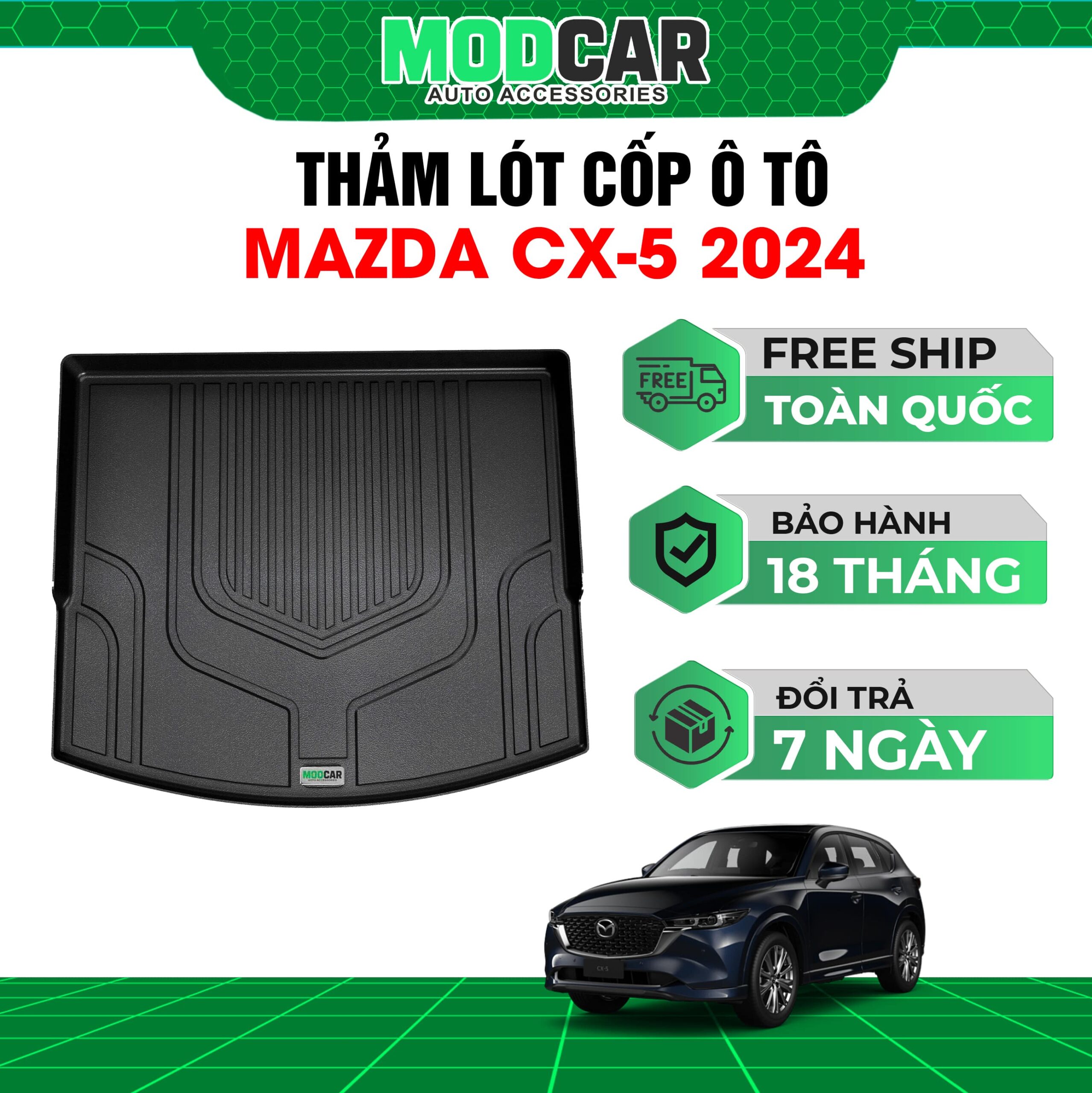 Thảm lót cốp ô tô Mazda CX5 nhựa TPE Modcar - Ảnh 6