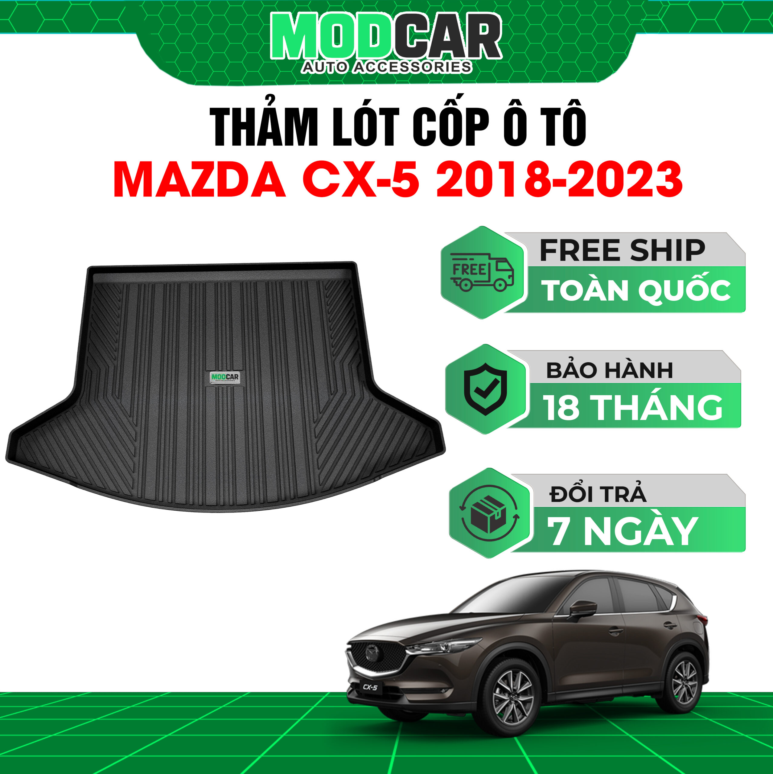 Thảm lót cốp ô tô Mazda CX5 nhựa TPE Modcar - Ảnh 2