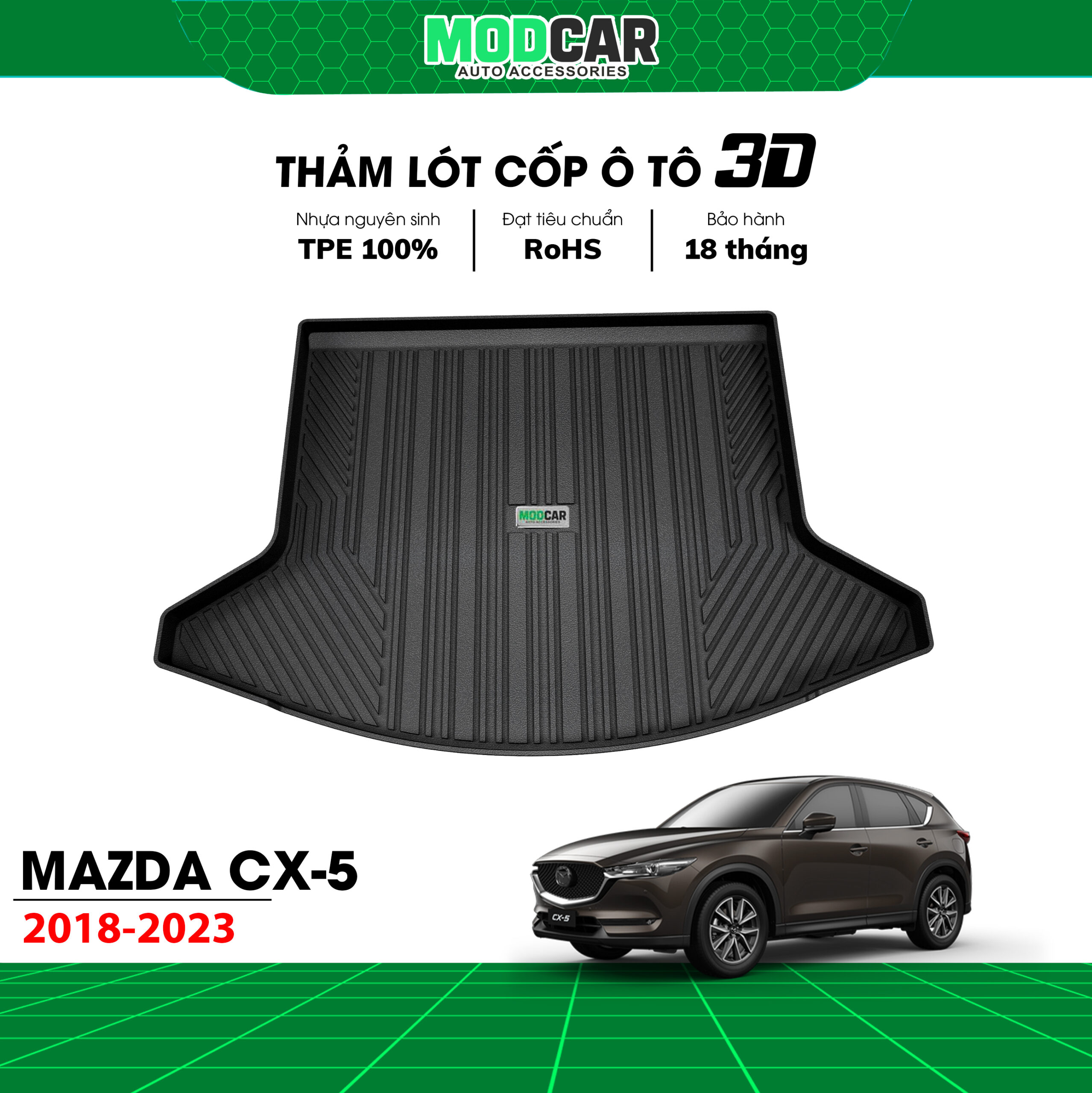 Thảm lót cốp ô tô Mazda CX5 nhựa TPE Modcar - Ảnh 5