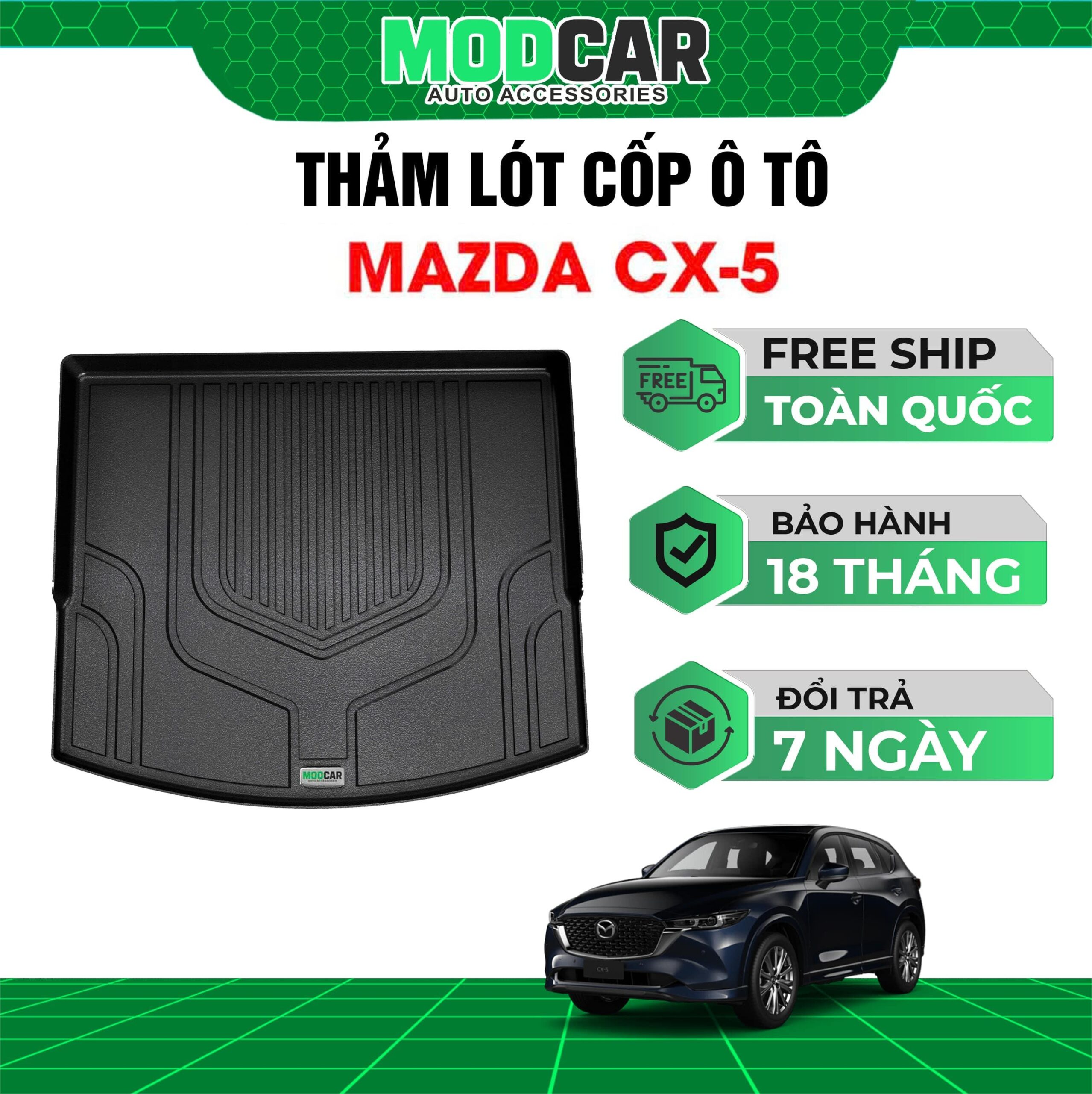 Thảm lót cốp ô tô Mazda CX5 nhựa TPE Modcar