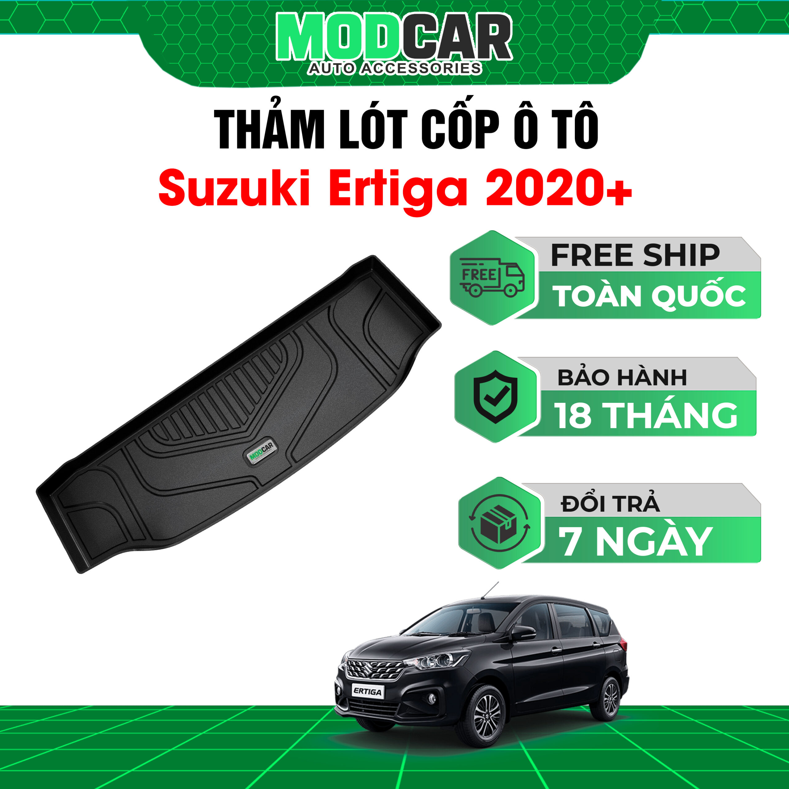 Thảm lót cốp ô tô Suzuki Ertiga nhựa TPE Modcar