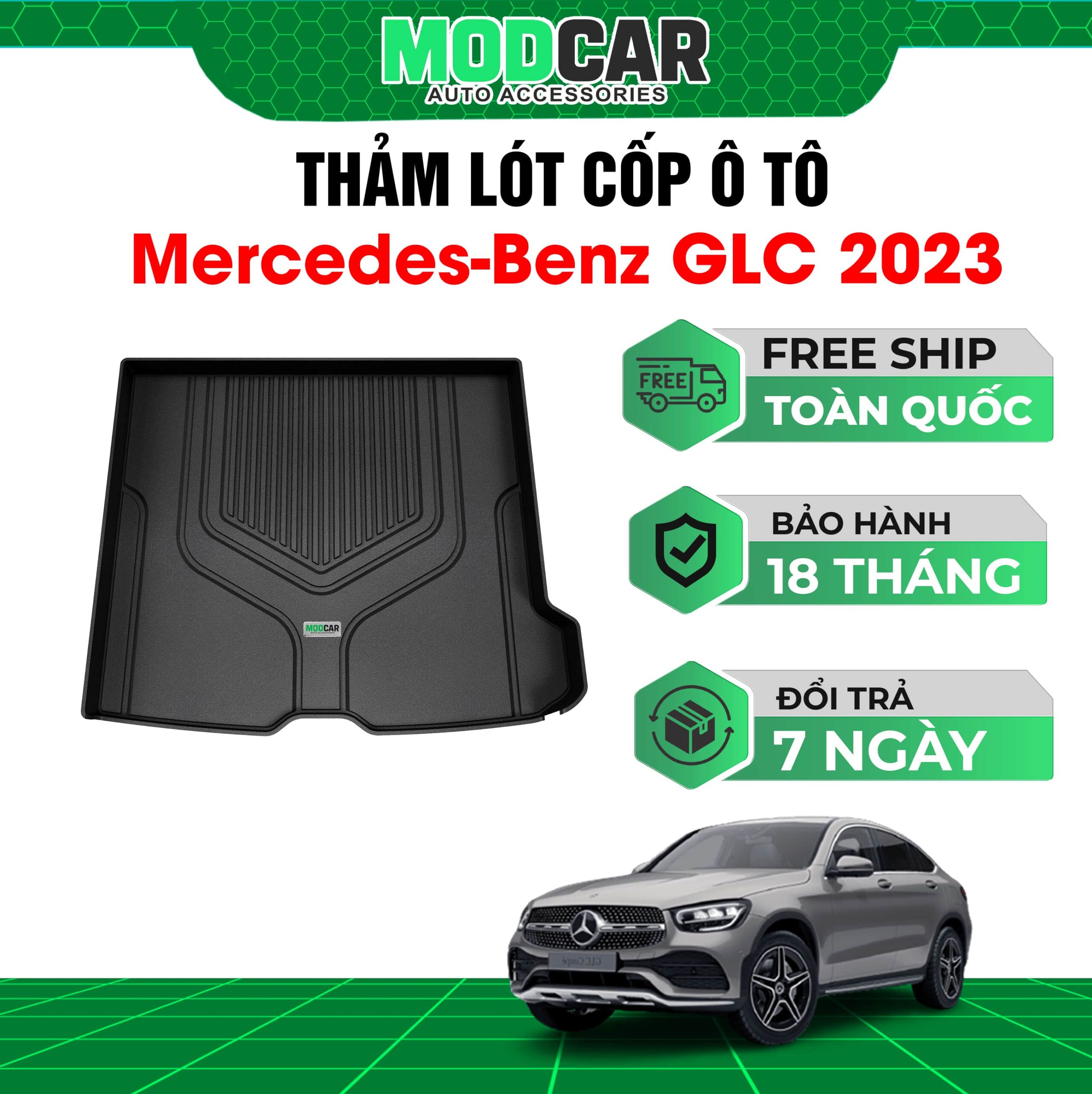 Thảm lót cốp ô tô Mercedes GLC nhựa TPE Modcar - Ảnh 2