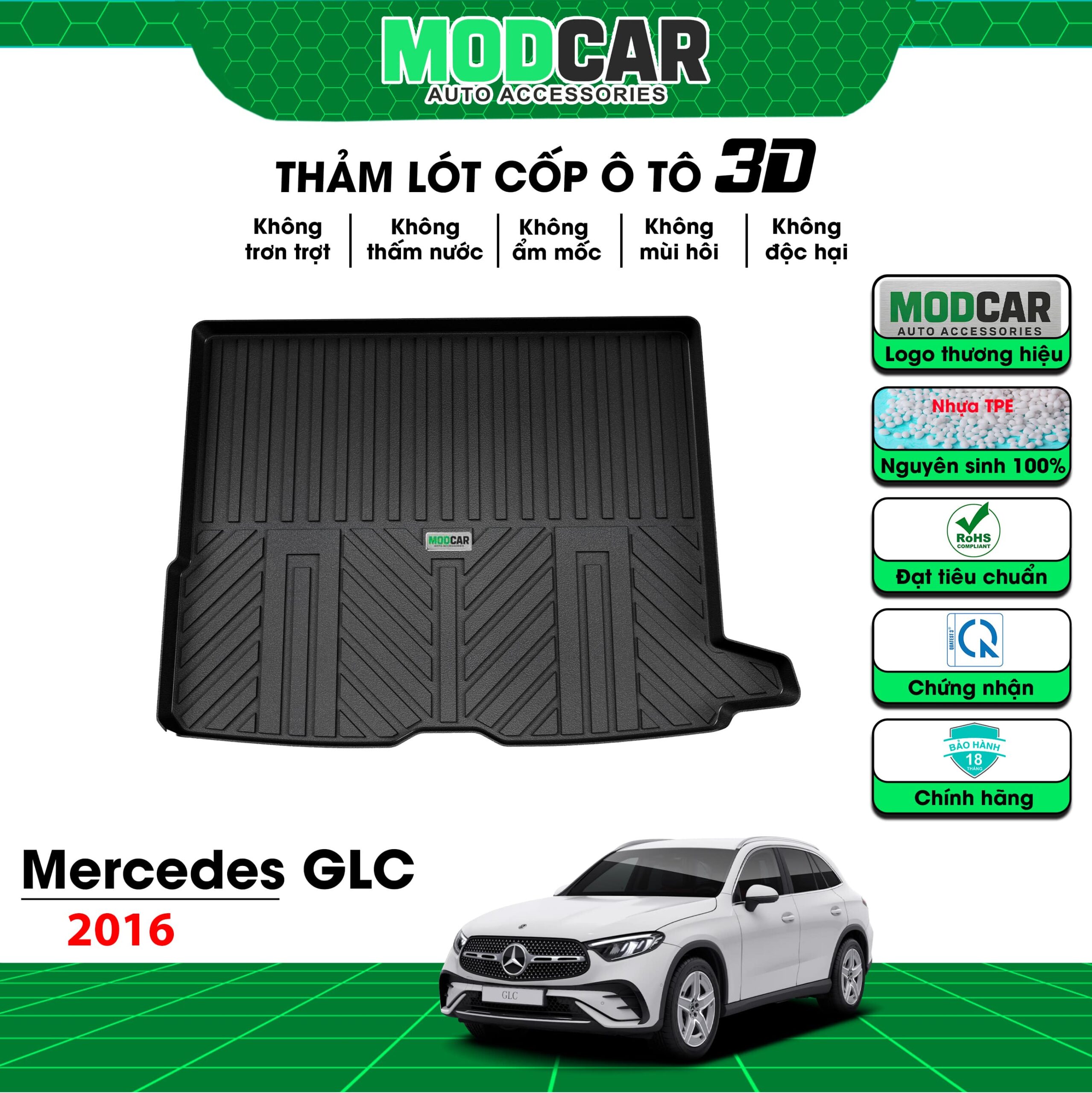 Thảm lót cốp ô tô Mercedes GLC nhựa TPE Modcar - Ảnh 3