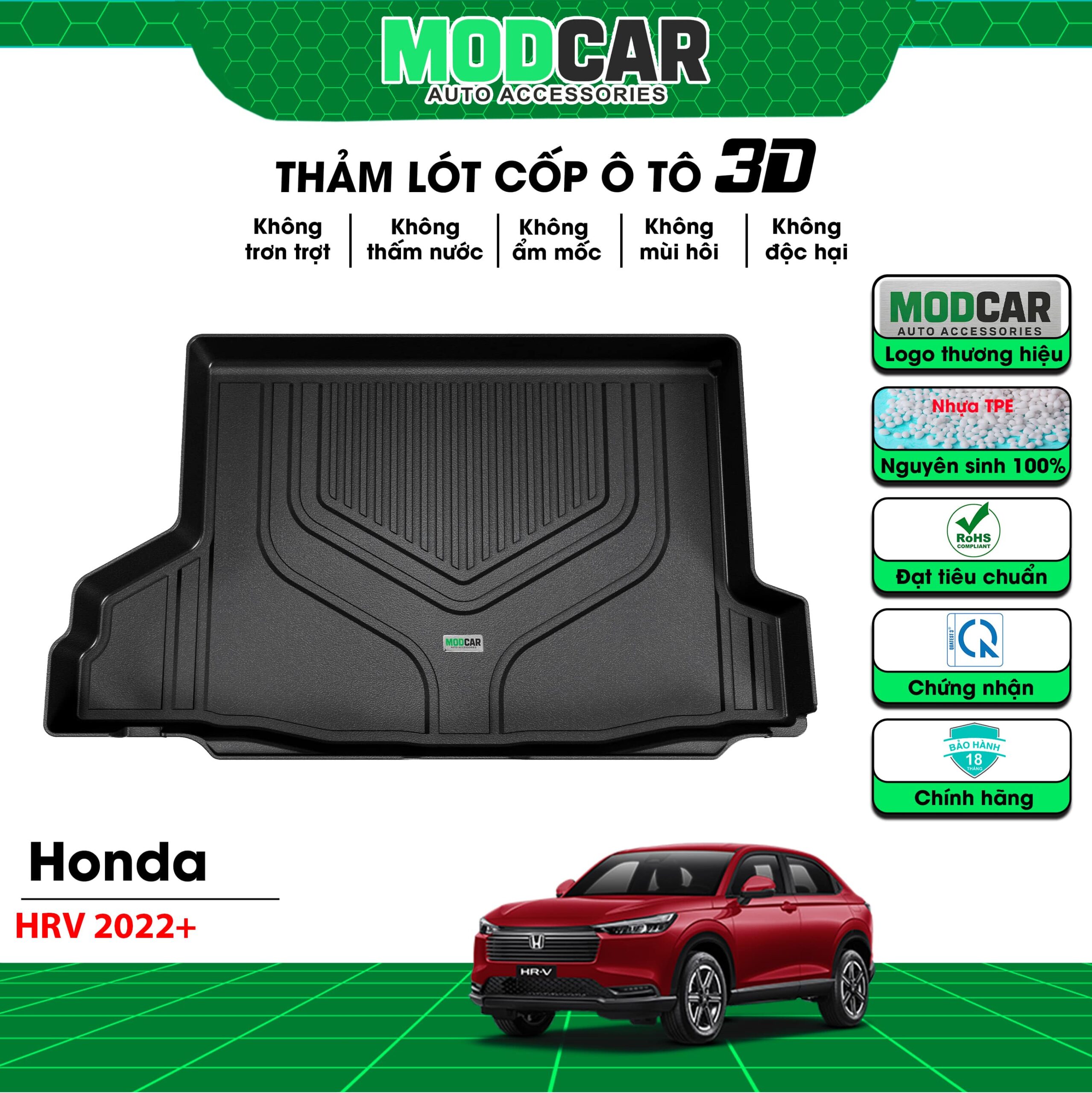 Thảm lót cốp ô tô Honda HRV nhựa TPE Modcar - Ảnh 2