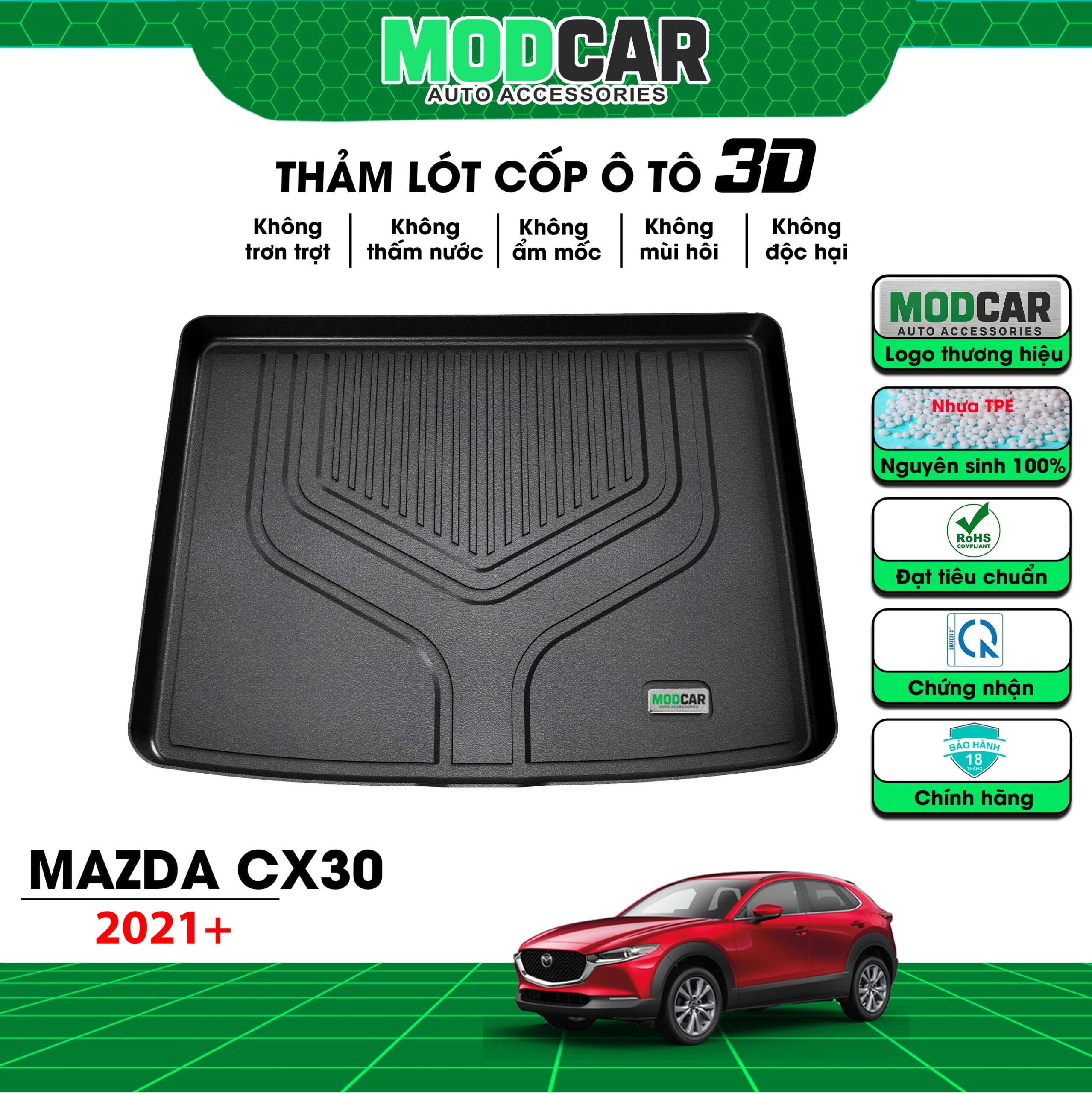 Thảm lót cốp ô tô Mazda CX30 nhựa TPE Modcar - Ảnh 2