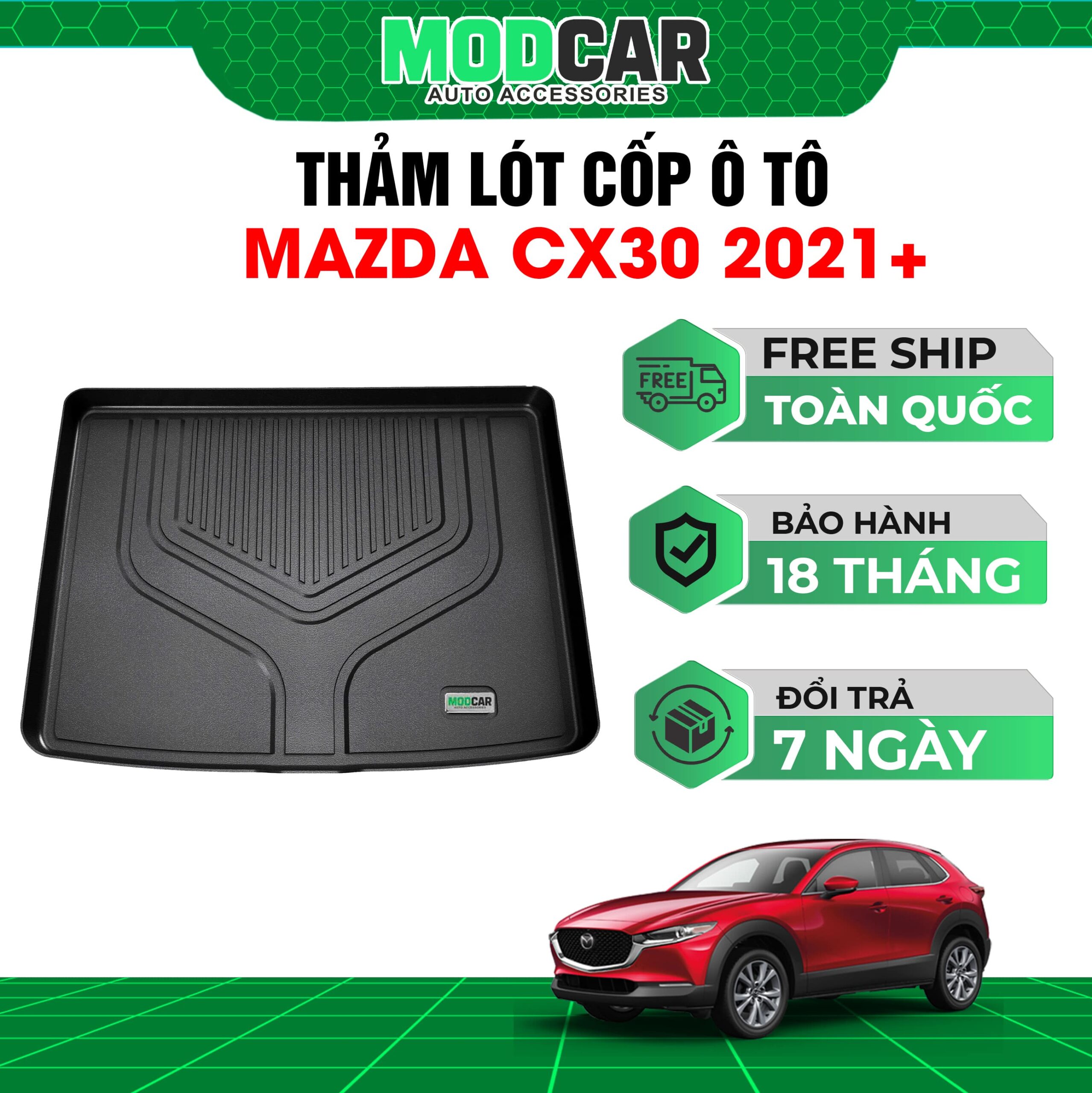 Thảm lót cốp ô tô Mazda CX30 nhựa TPE Modcar