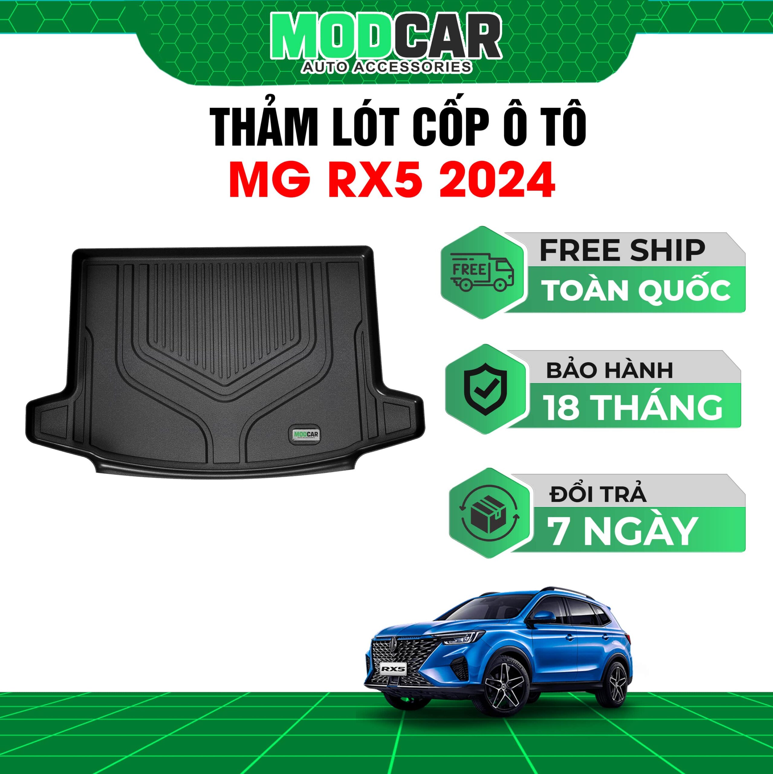 Thảm lót cốp ô tô MG RX5 nhựa TPE Modcar