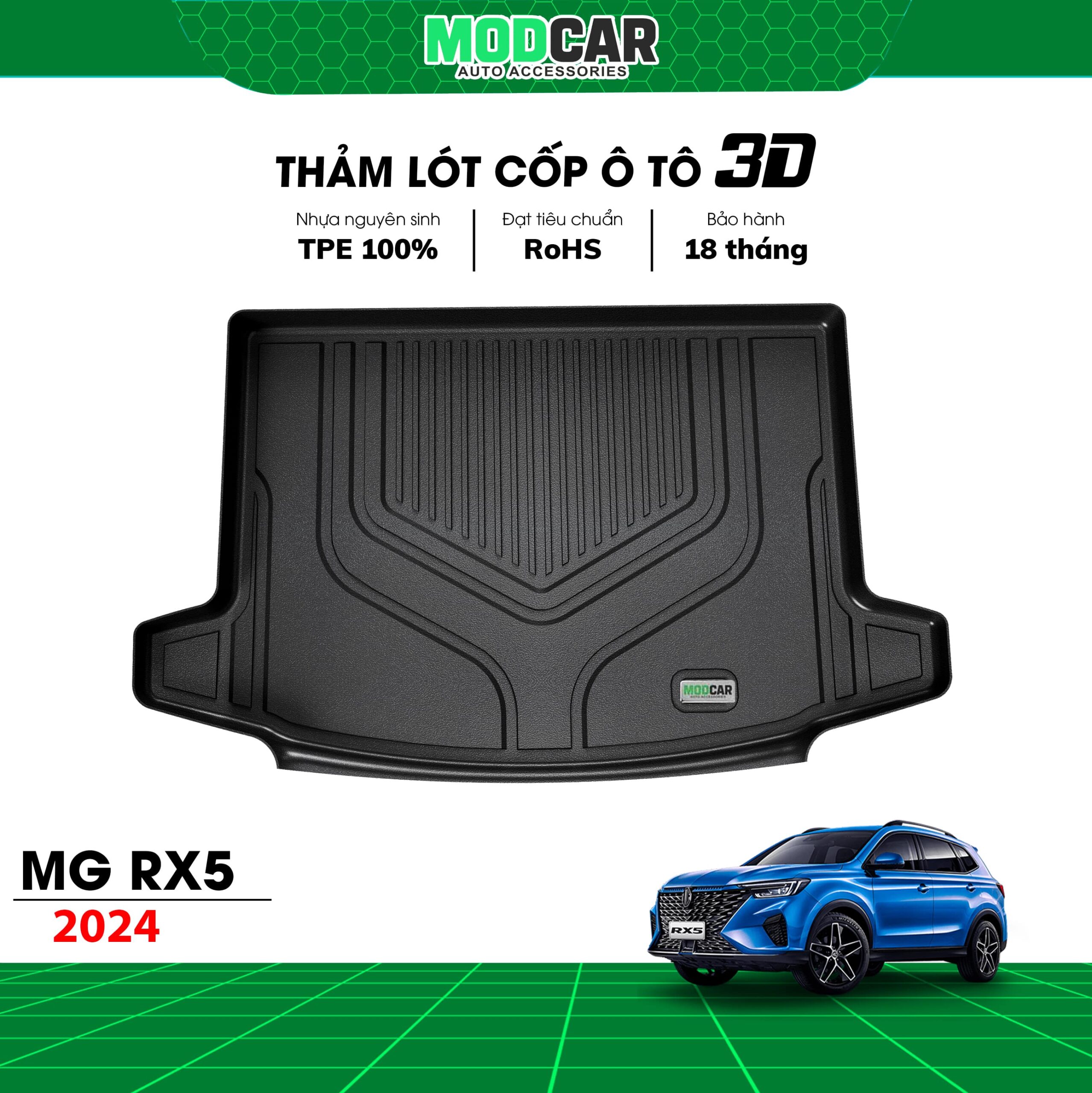 Thảm lót cốp ô tô MG RX5 nhựa TPE Modcar - Ảnh 3