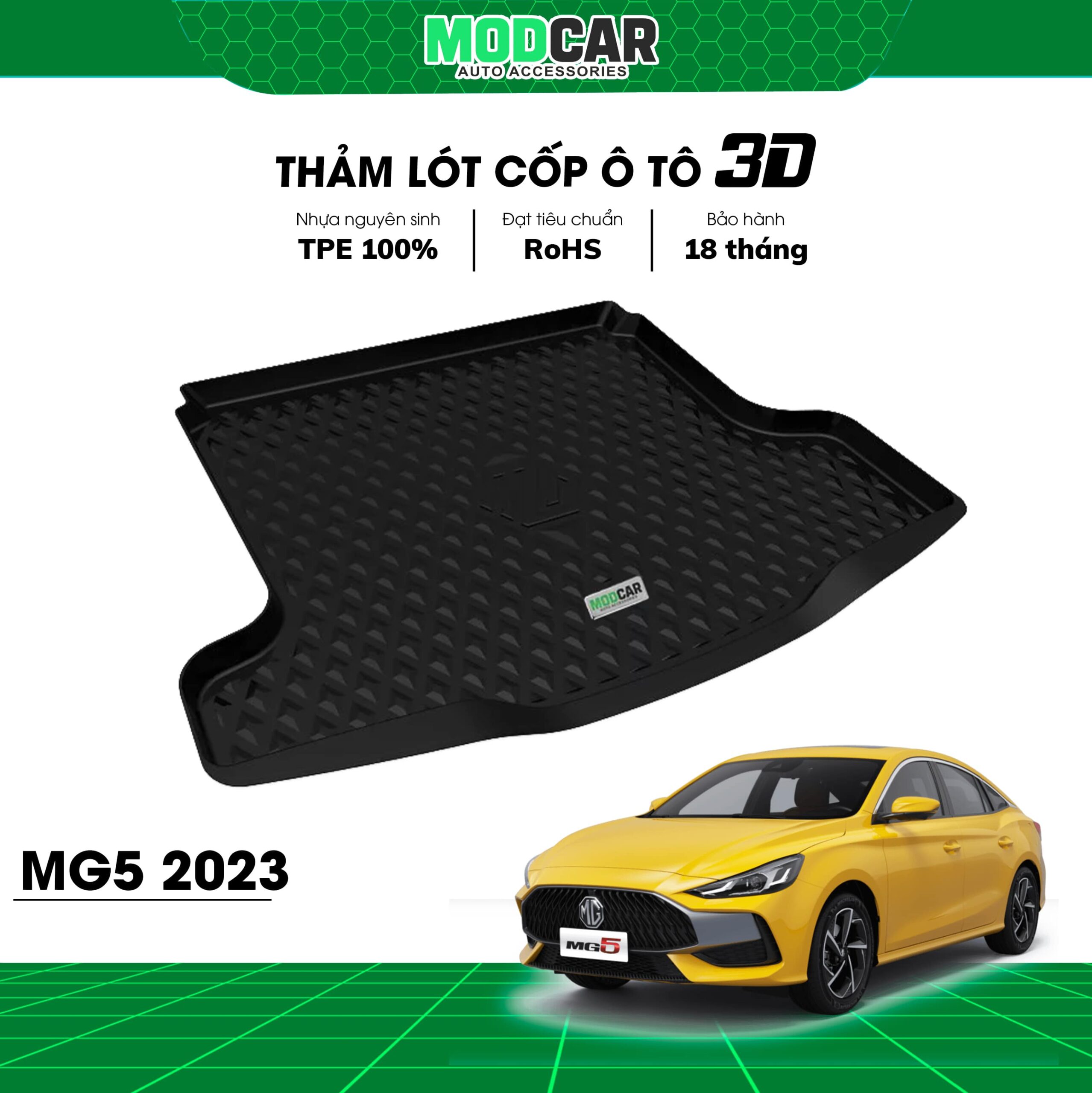 Thảm lót cốp ô tô MG5 nhựa TPE Modcar - Ảnh 3