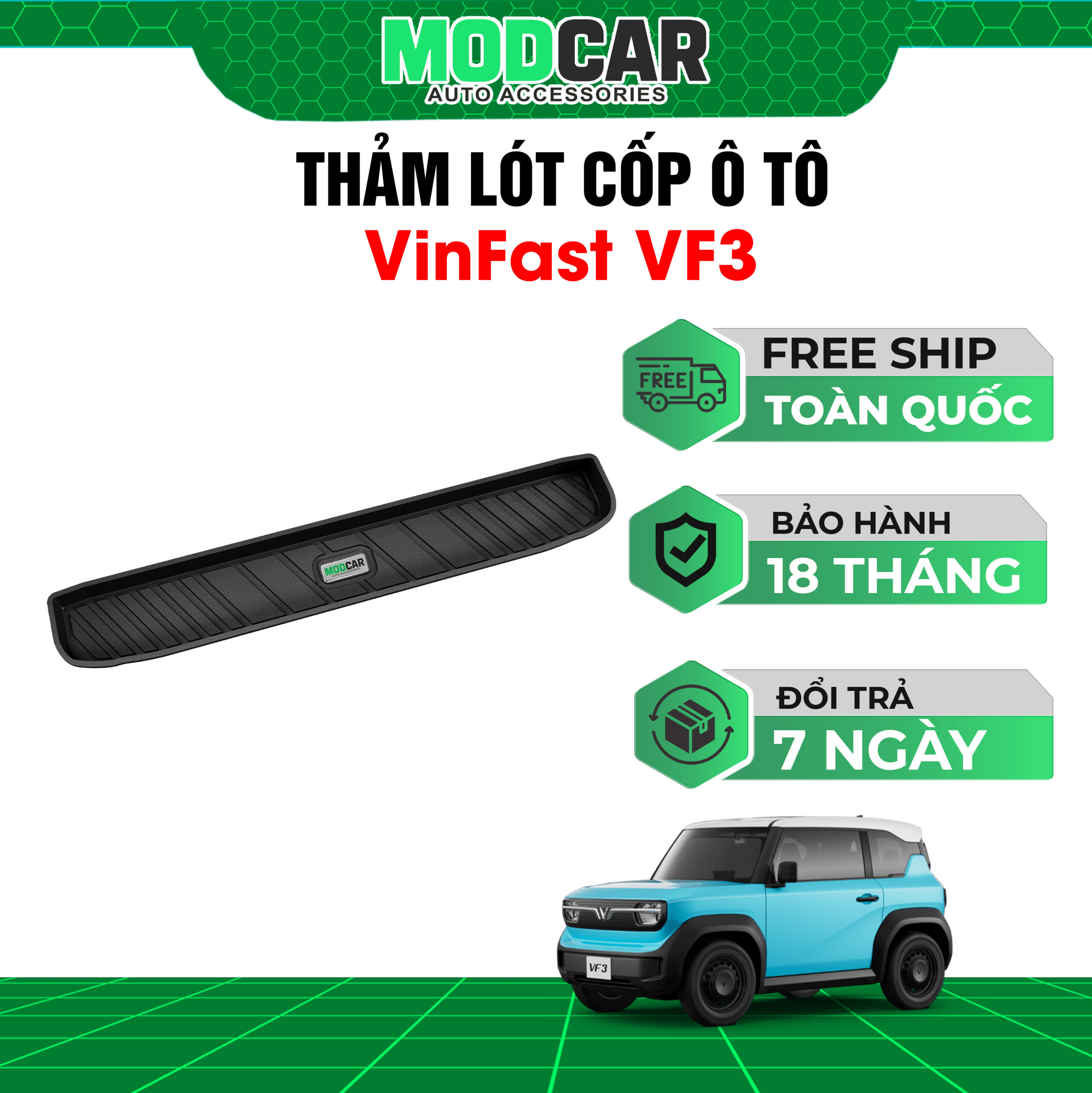 Thảm lót cốp ô tô Vinfast VF3 nhựa TPE Modcar
