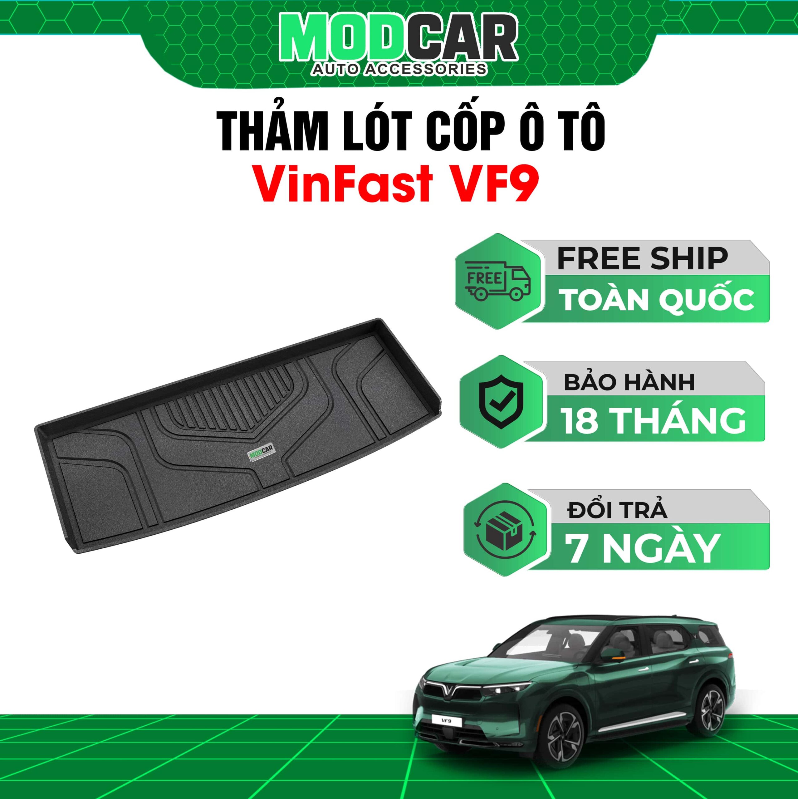 Thảm lót cốp ô tô VinFast VF9 nhựa TPE Modcar