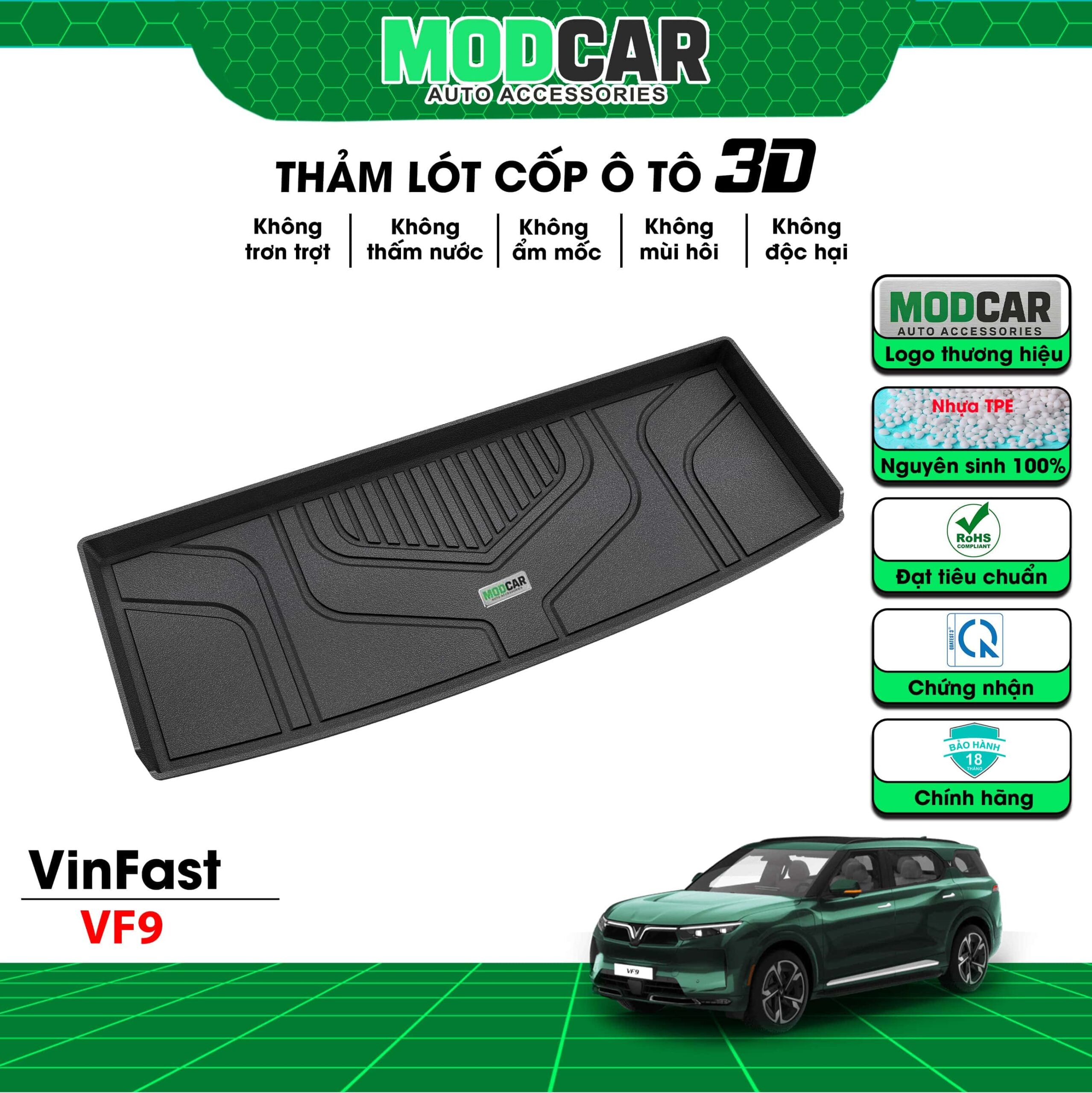 Thảm lót cốp ô tô VinFast VF9 nhựa TPE Modcar - Ảnh 2