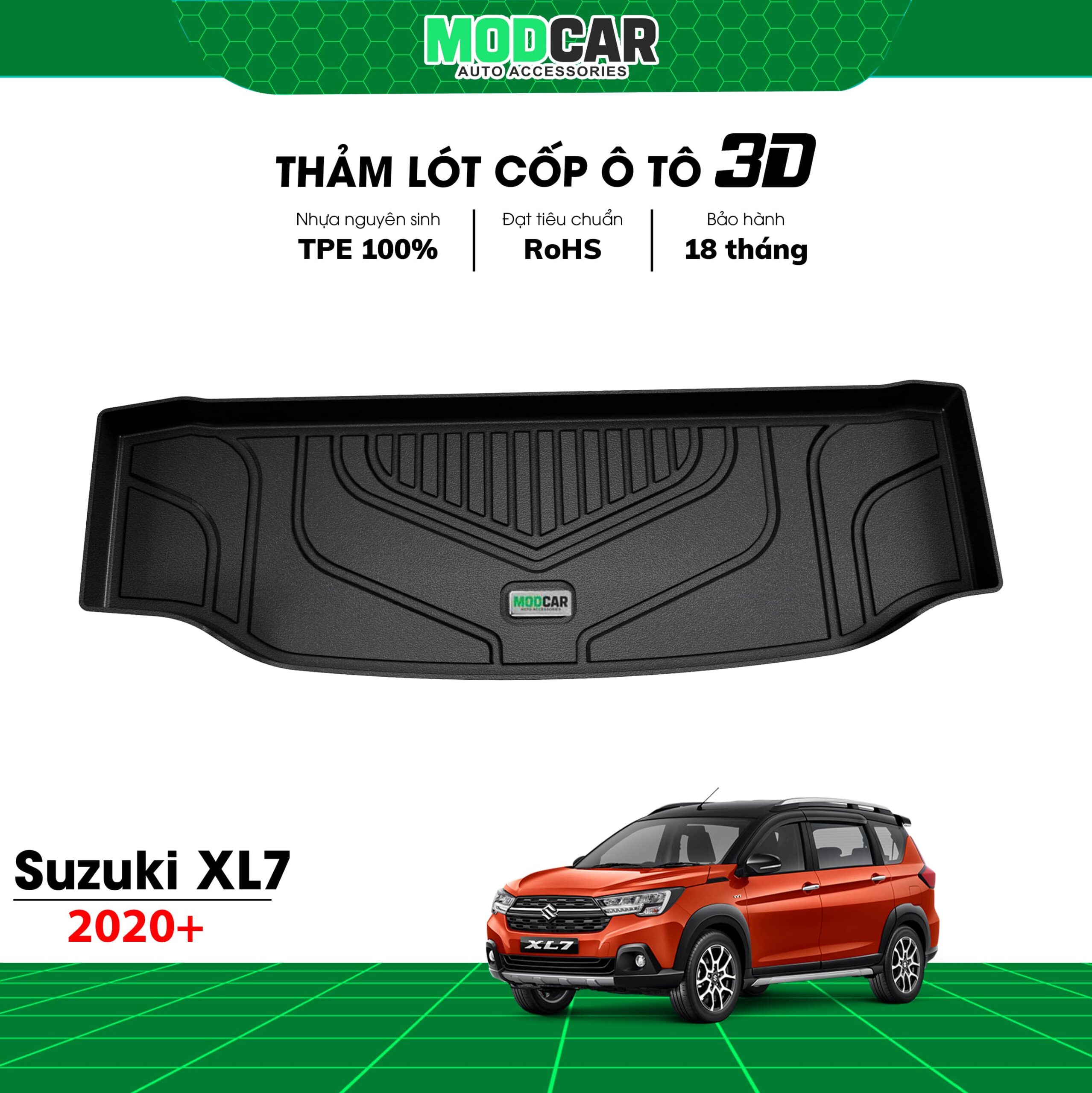 Thảm lót cốp ô tô Suzuki Xl7 nhựa TPE Modcar - Ảnh 3