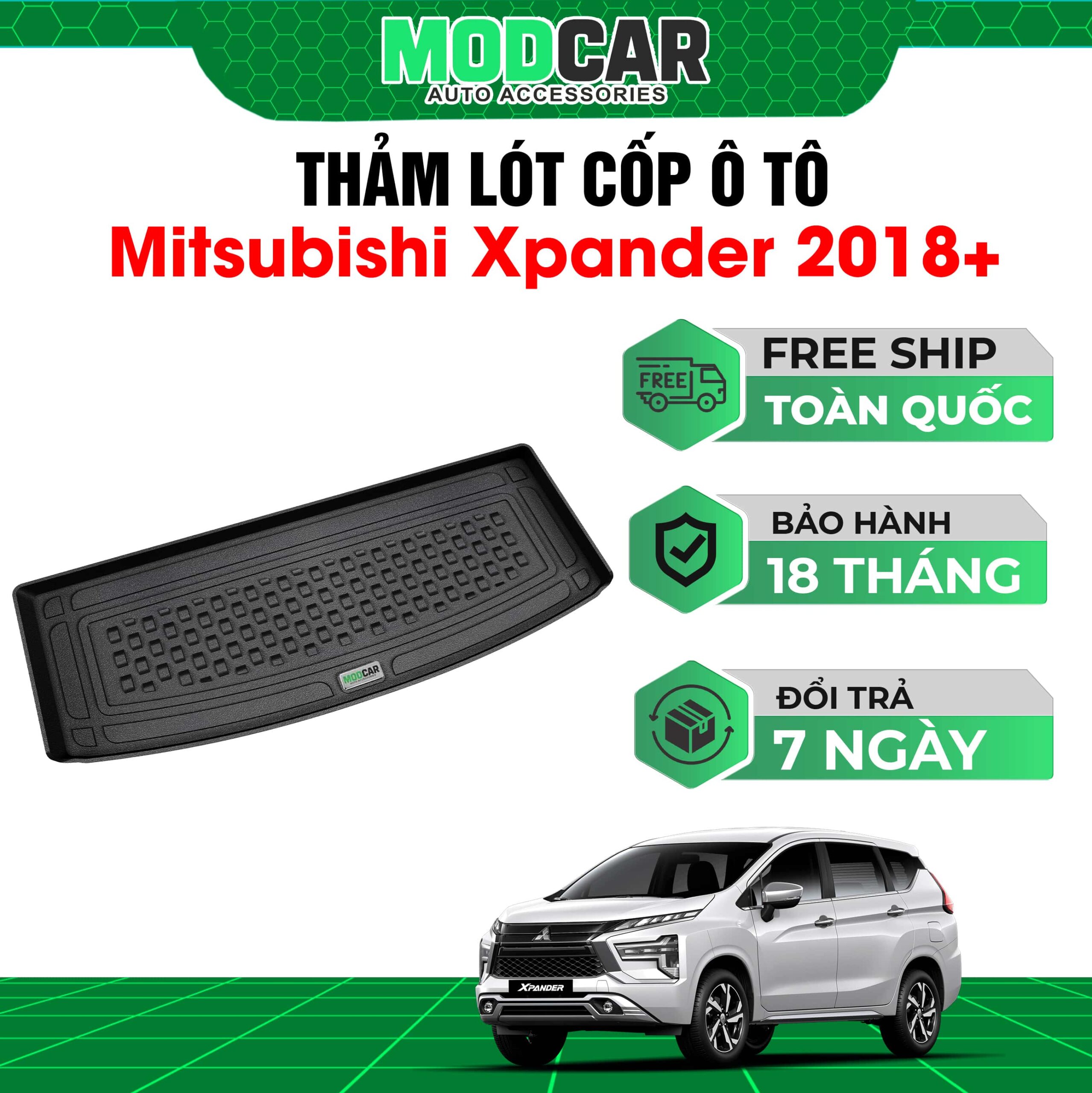 Thảm lót cốp ô tô Mitsubishi Xpander nhựa TPE Modcar