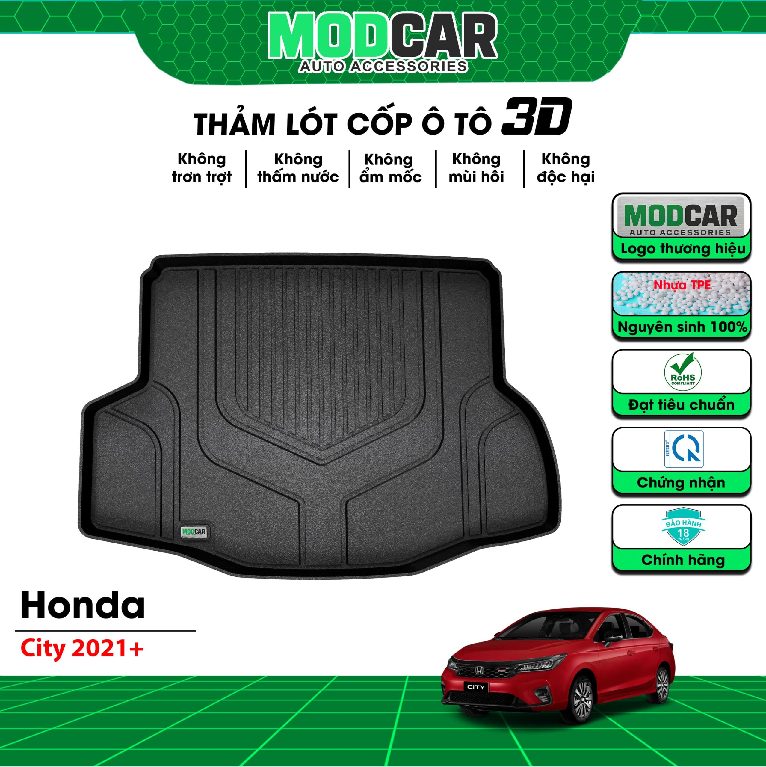 Thảm lót cốp ô tô Honda City nhựa TPE Modcar - Ảnh 2