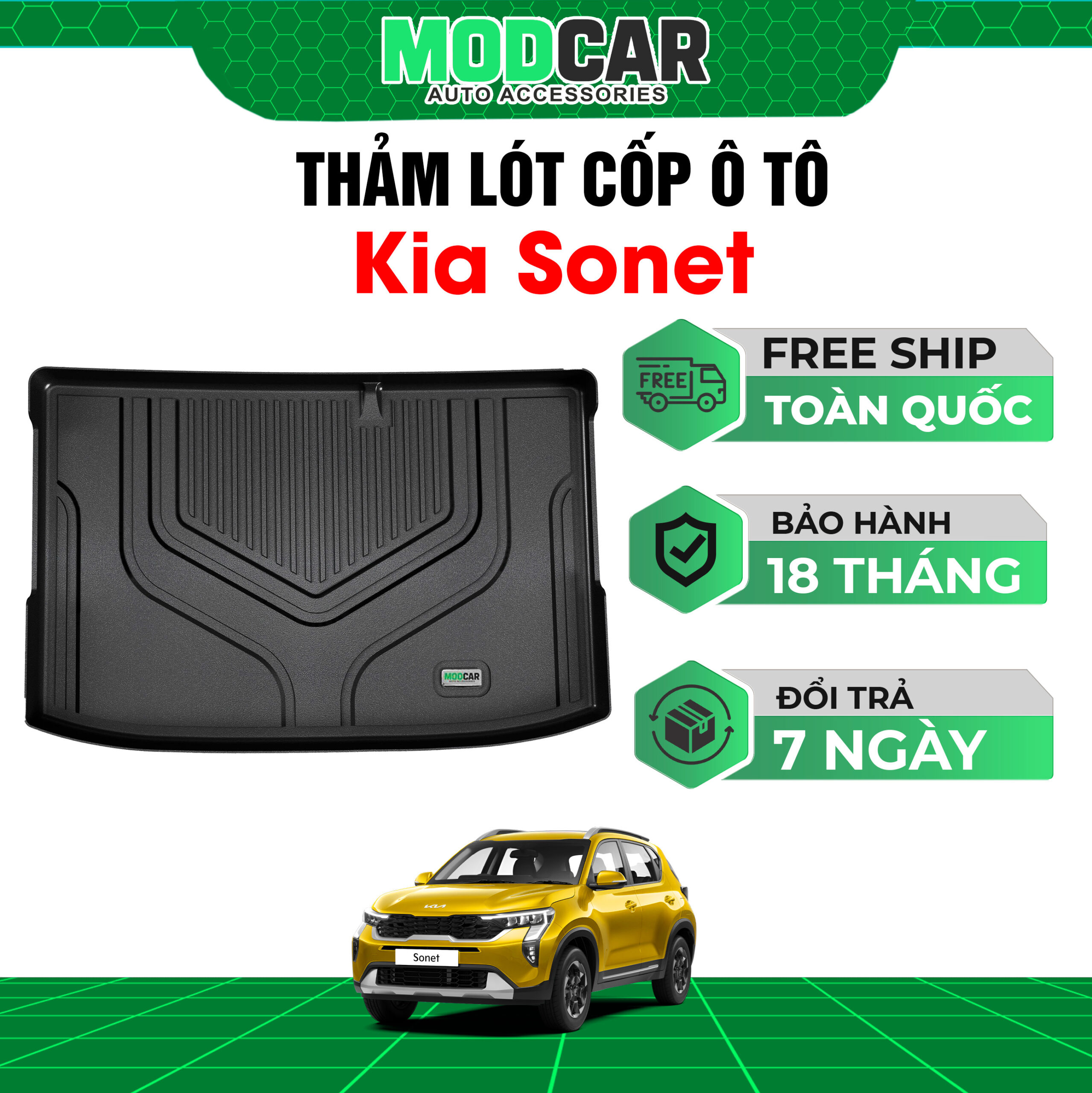 Thảm lót cốp ô tô Kia Sonet nhựa TPE Modcar