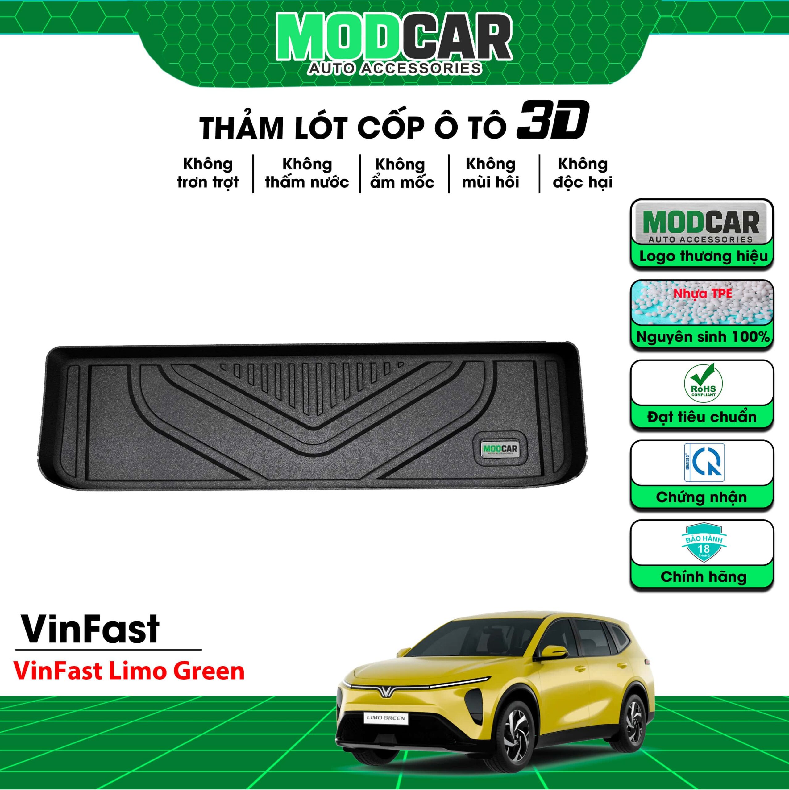 Thảm lót cốp ô tô VinFast Limo Green nhựa TPE Modcar - Ảnh 2