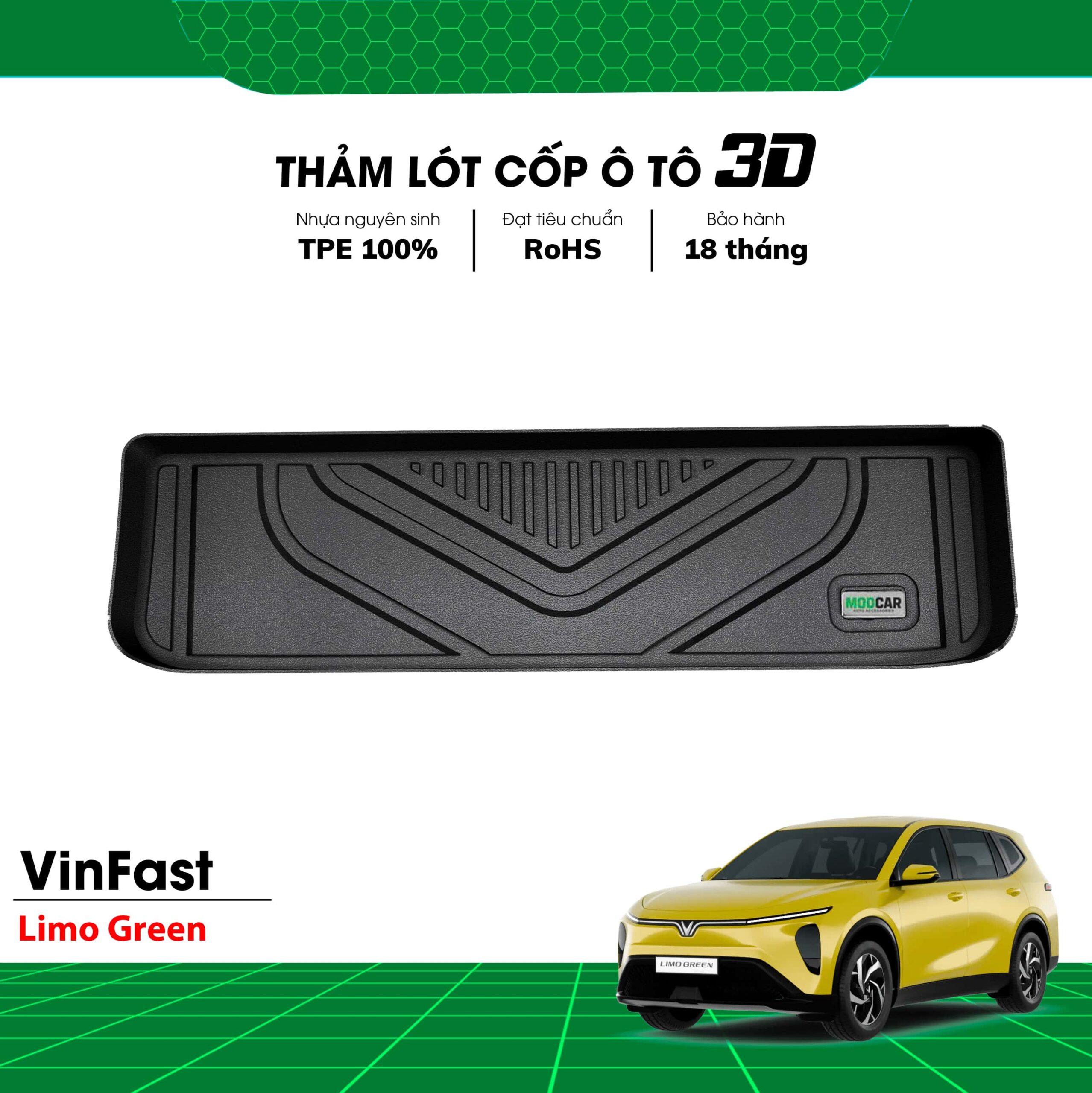 Thảm lót cốp ô tô VinFast Limo Green nhựa TPE Modcar - Ảnh 3
