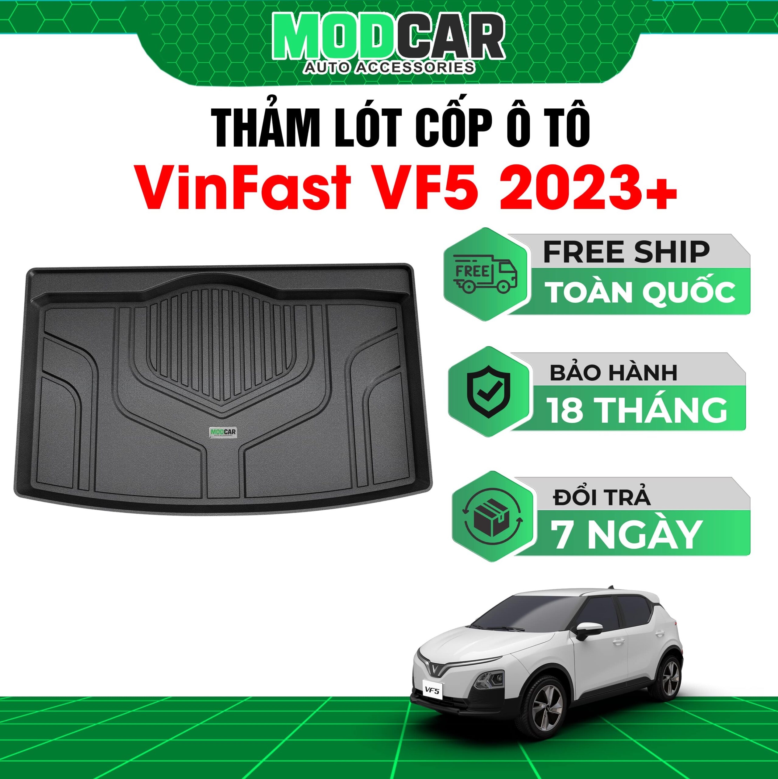 Thảm lót cốp ô tô VinFast VF5 nhựa TPE Modcar