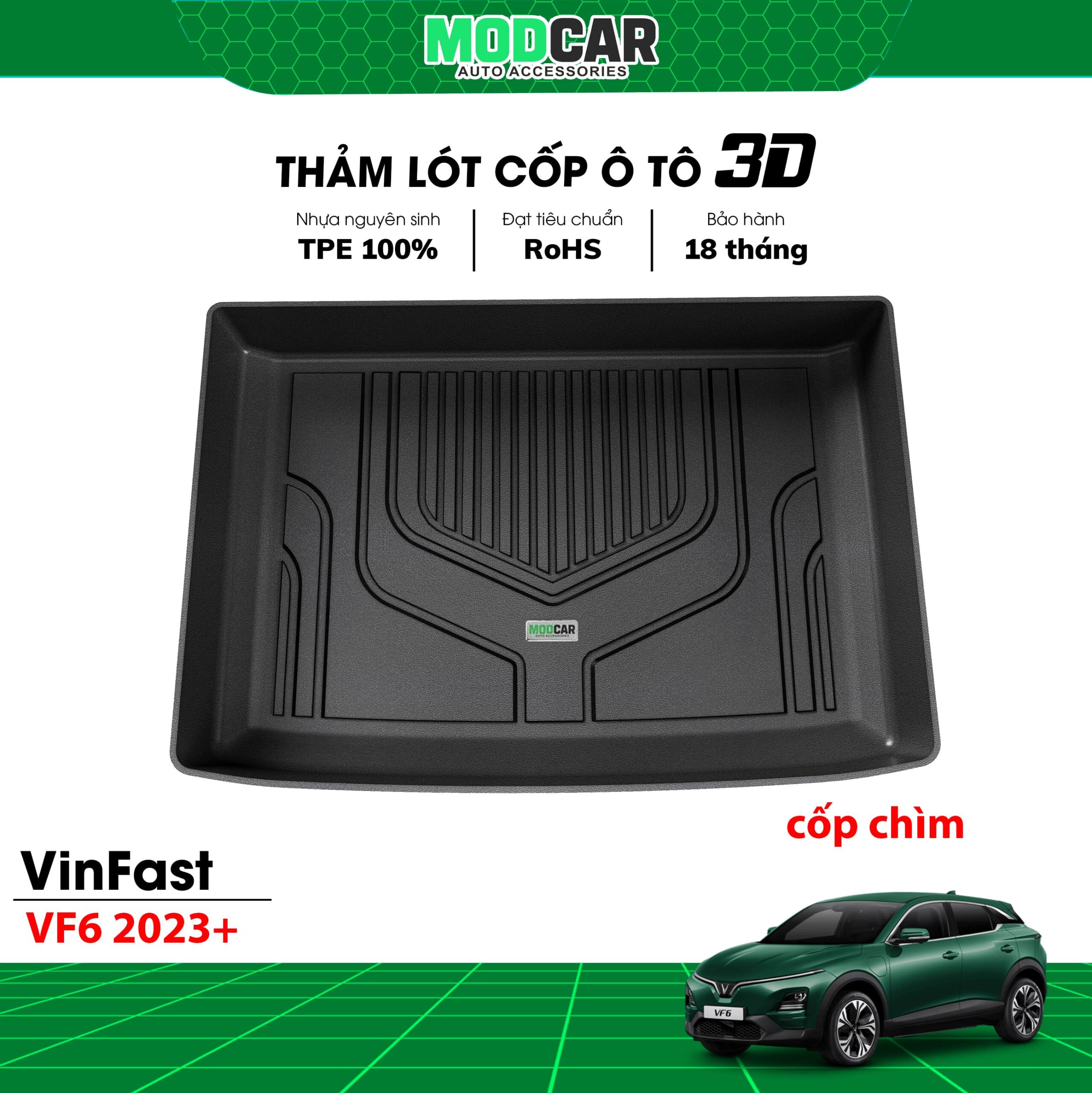Thảm lót cốp ô tô Vinfast Vf6 nhựa TPE Modcar - Ảnh 3