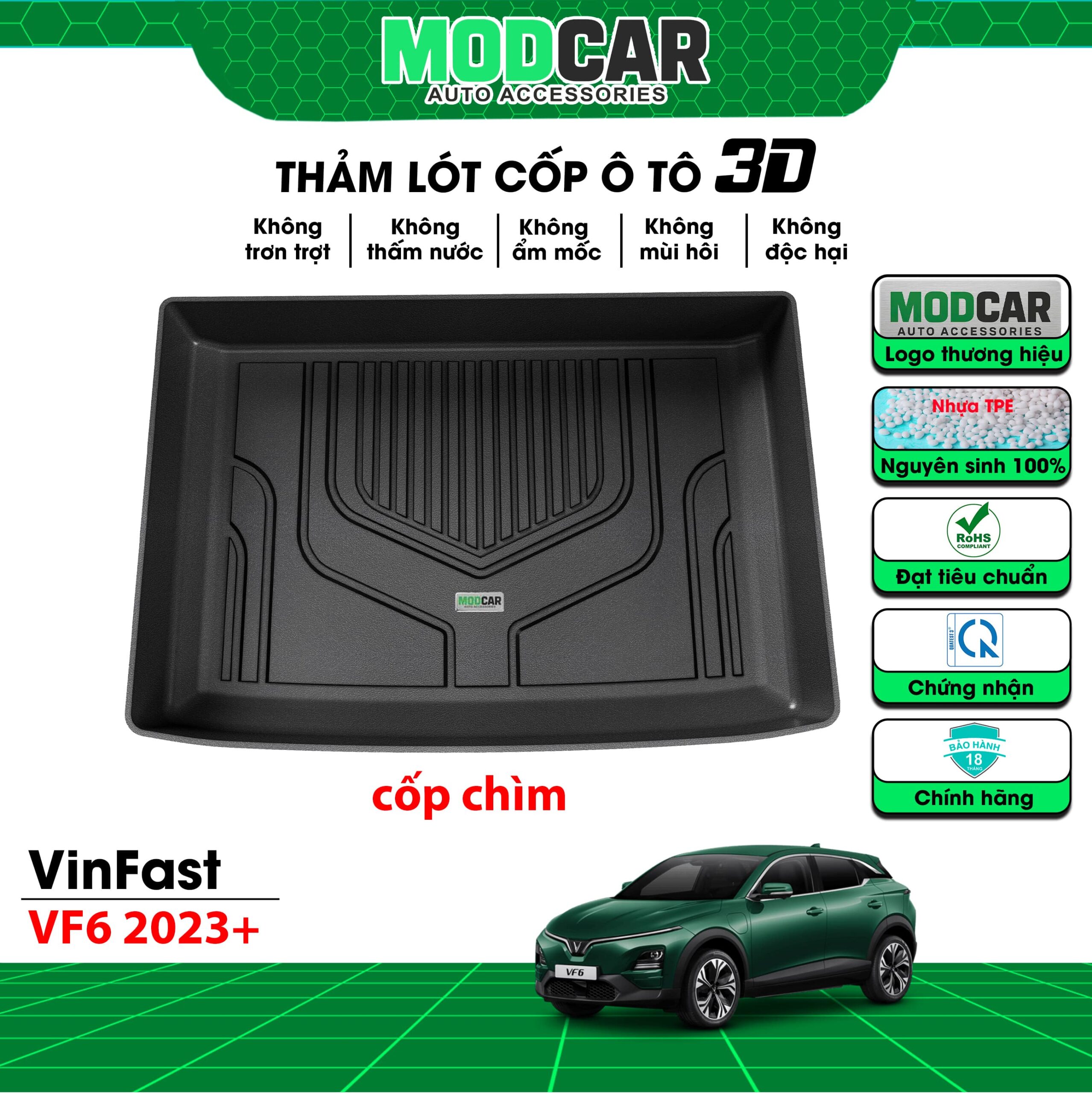 Thảm lót cốp ô tô Vinfast Vf6 nhựa TPE Modcar - Ảnh 2