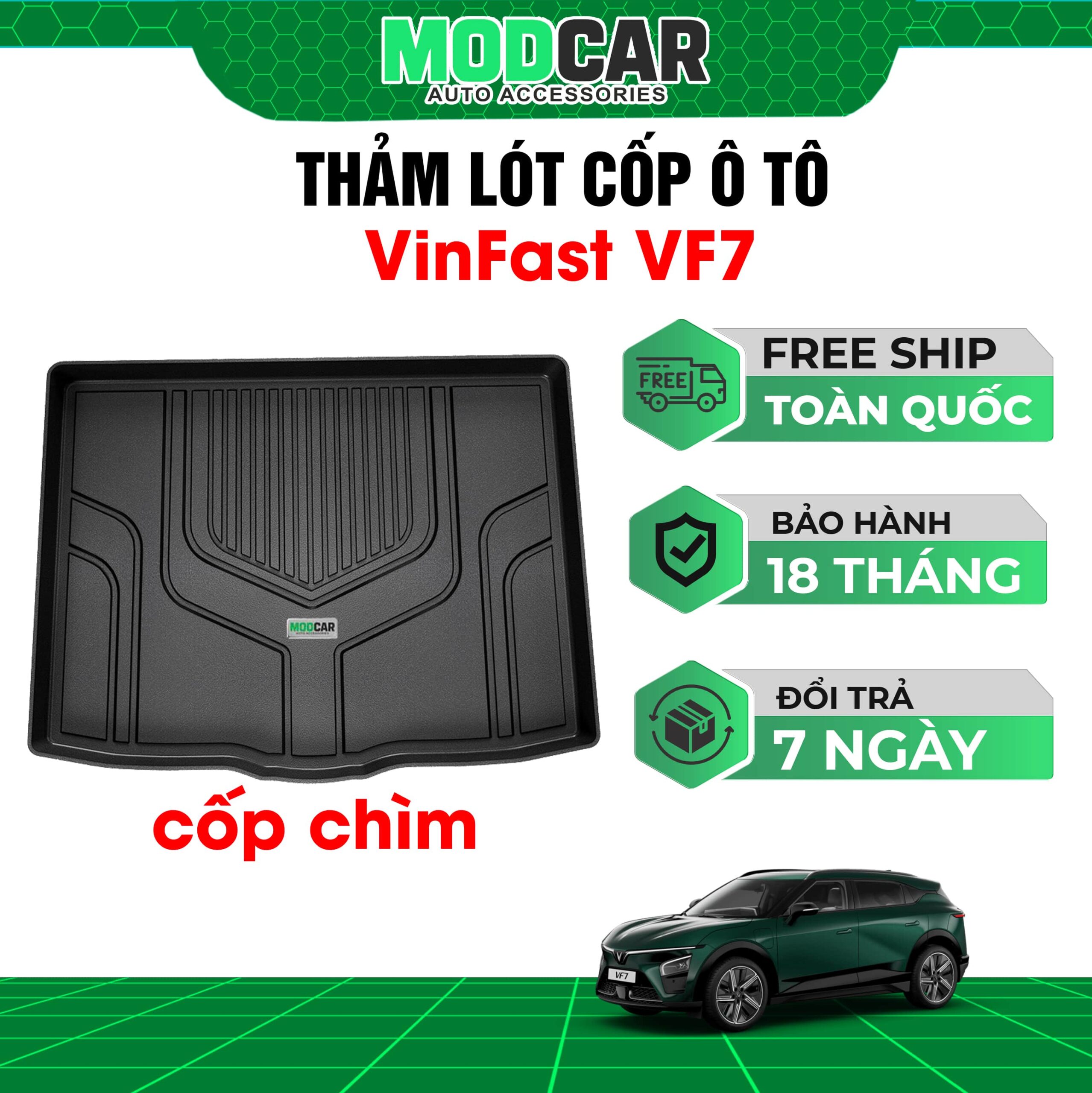 Thảm lót cốp ô tô VinFast VF7 nhựa TPE Modcar