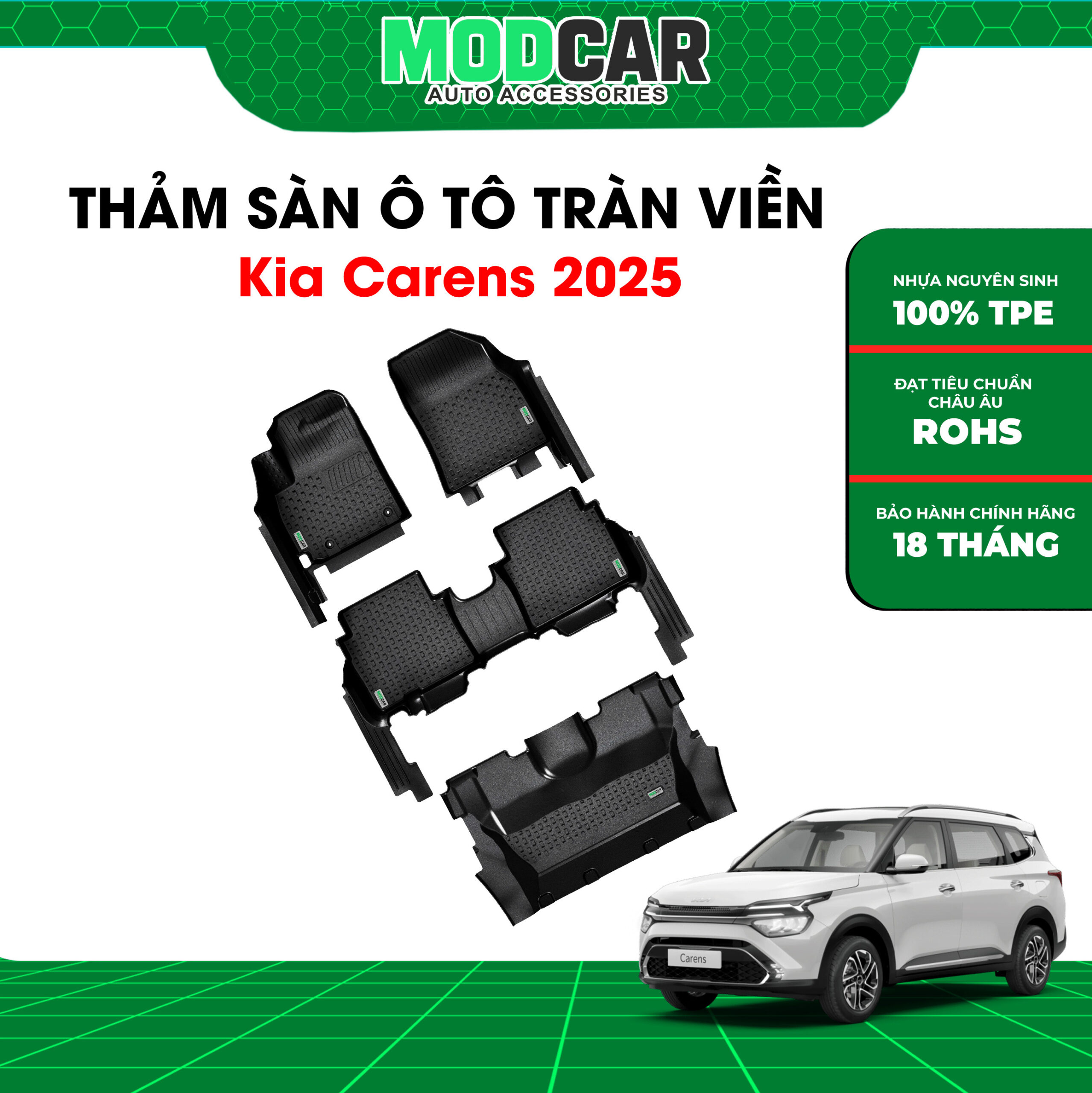 Thảm lót sàn ô tô Kia Carens tràn viền bậc cửa Modcar - Ảnh 2